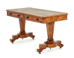 William IV Library Table Desk Burr Walnut