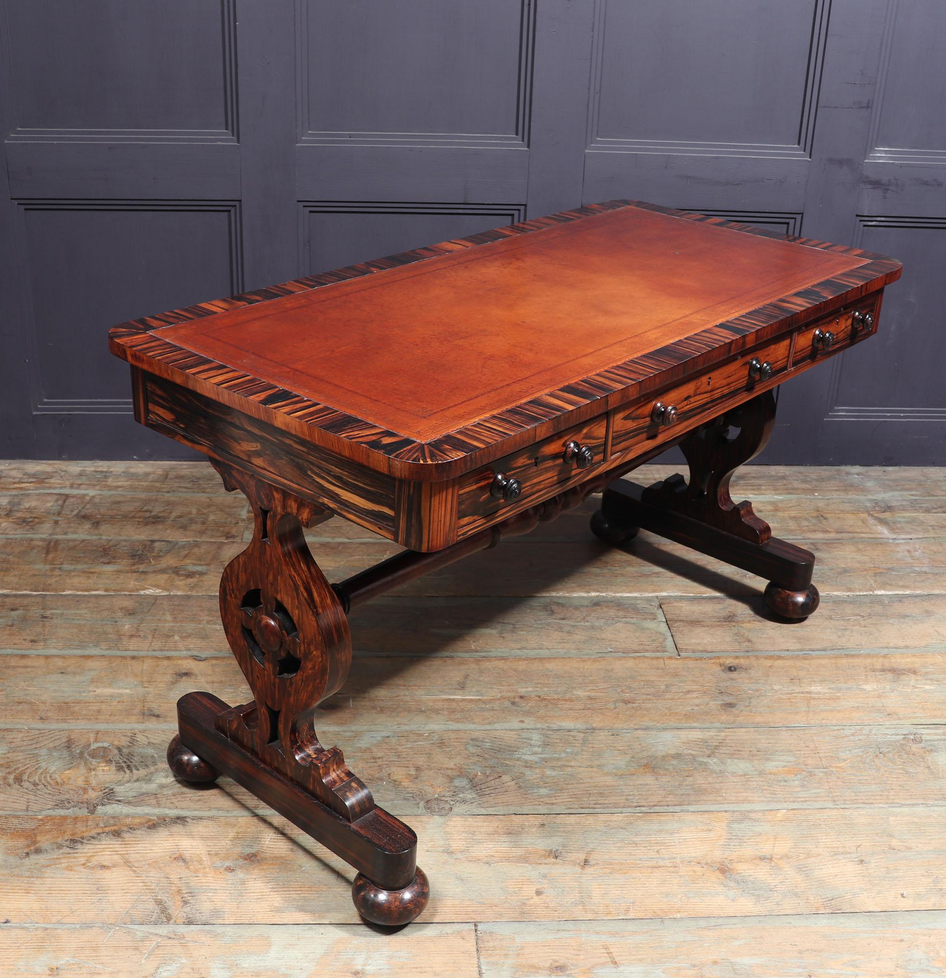 Wood William IV Library Table in Coromandel  For Sale