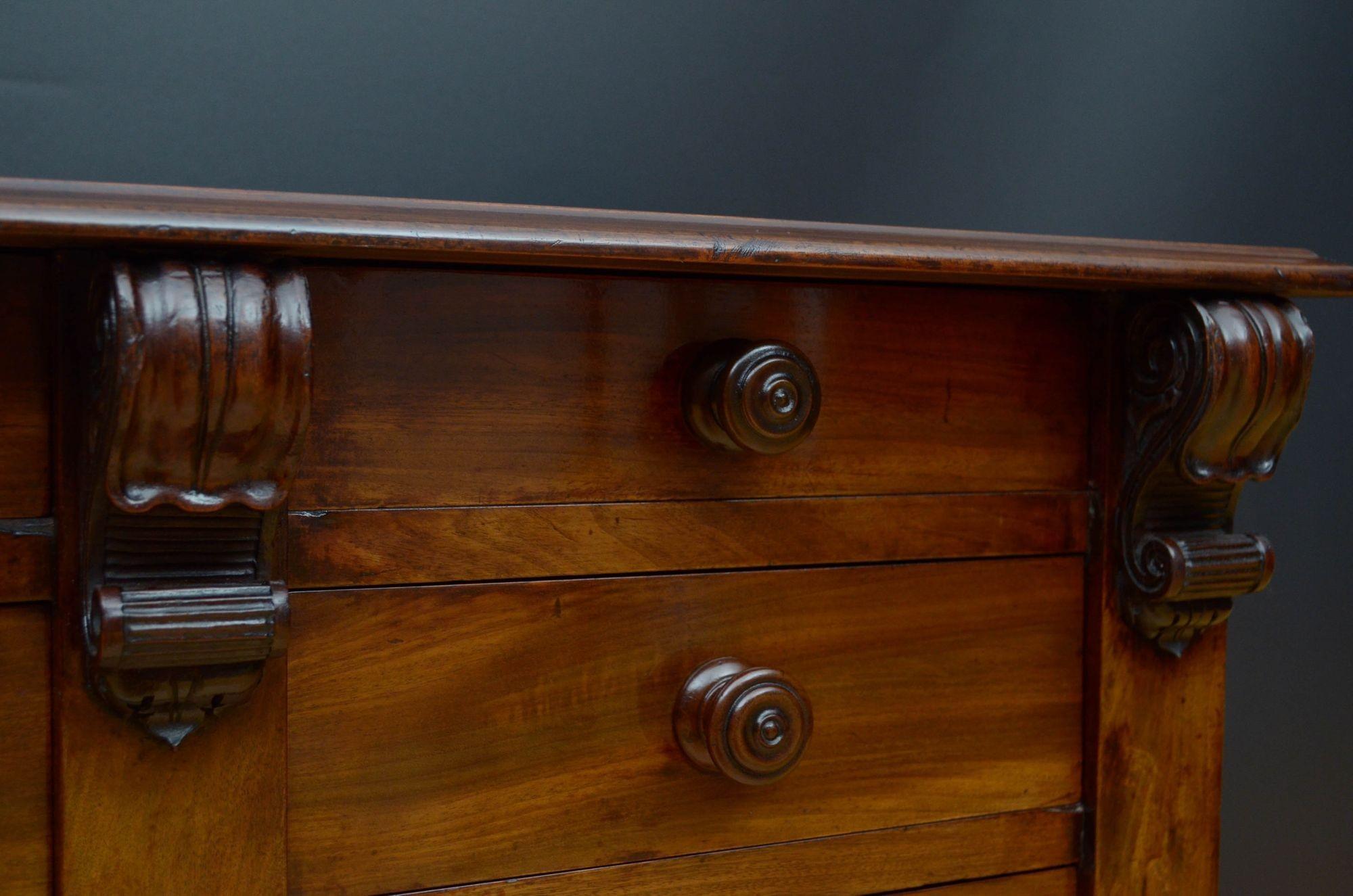 William IV Low Mahogany Chest of Drawers For Sale 6