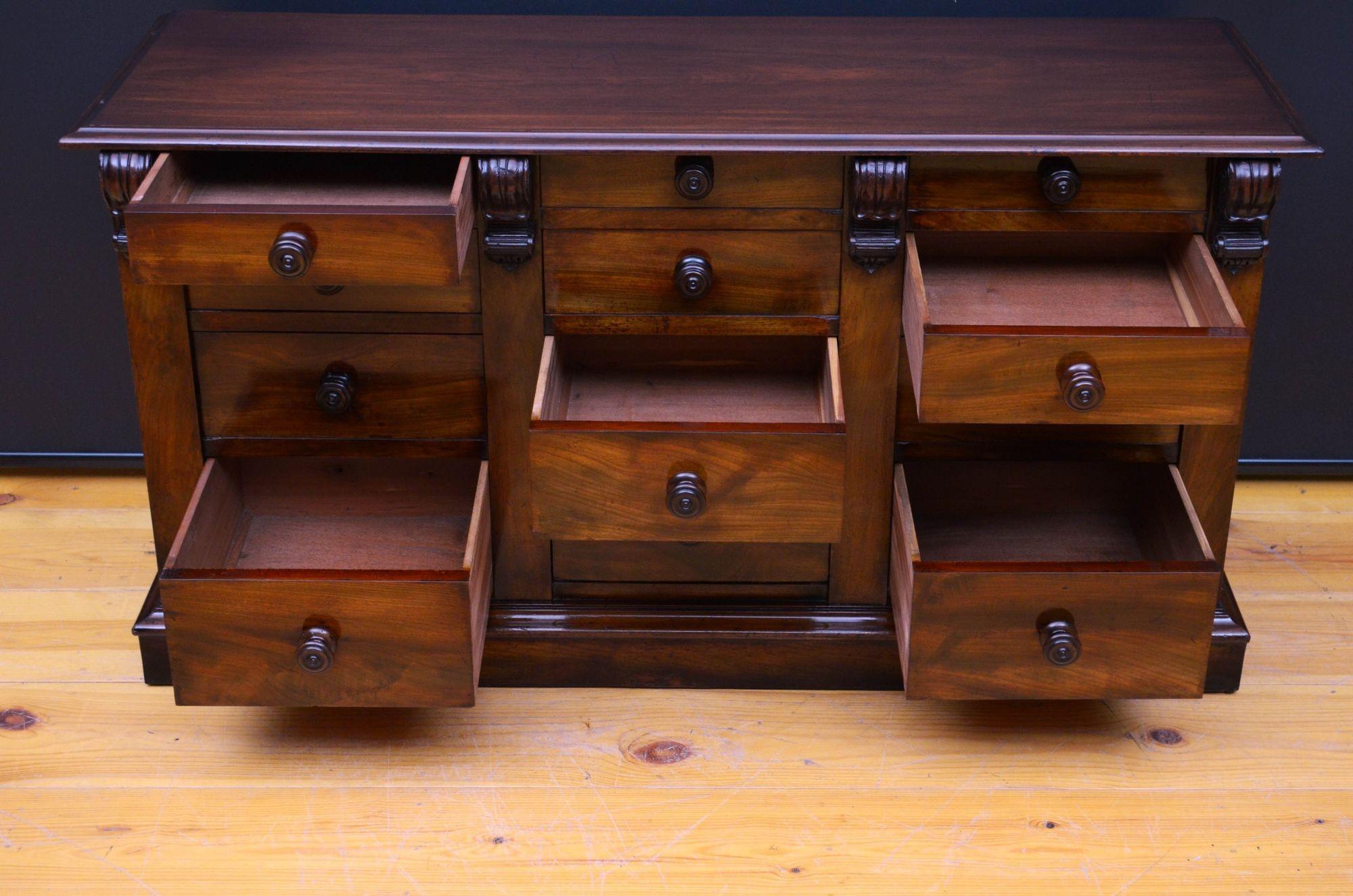 William IV Low Mahogany Chest of Drawers For Sale 12