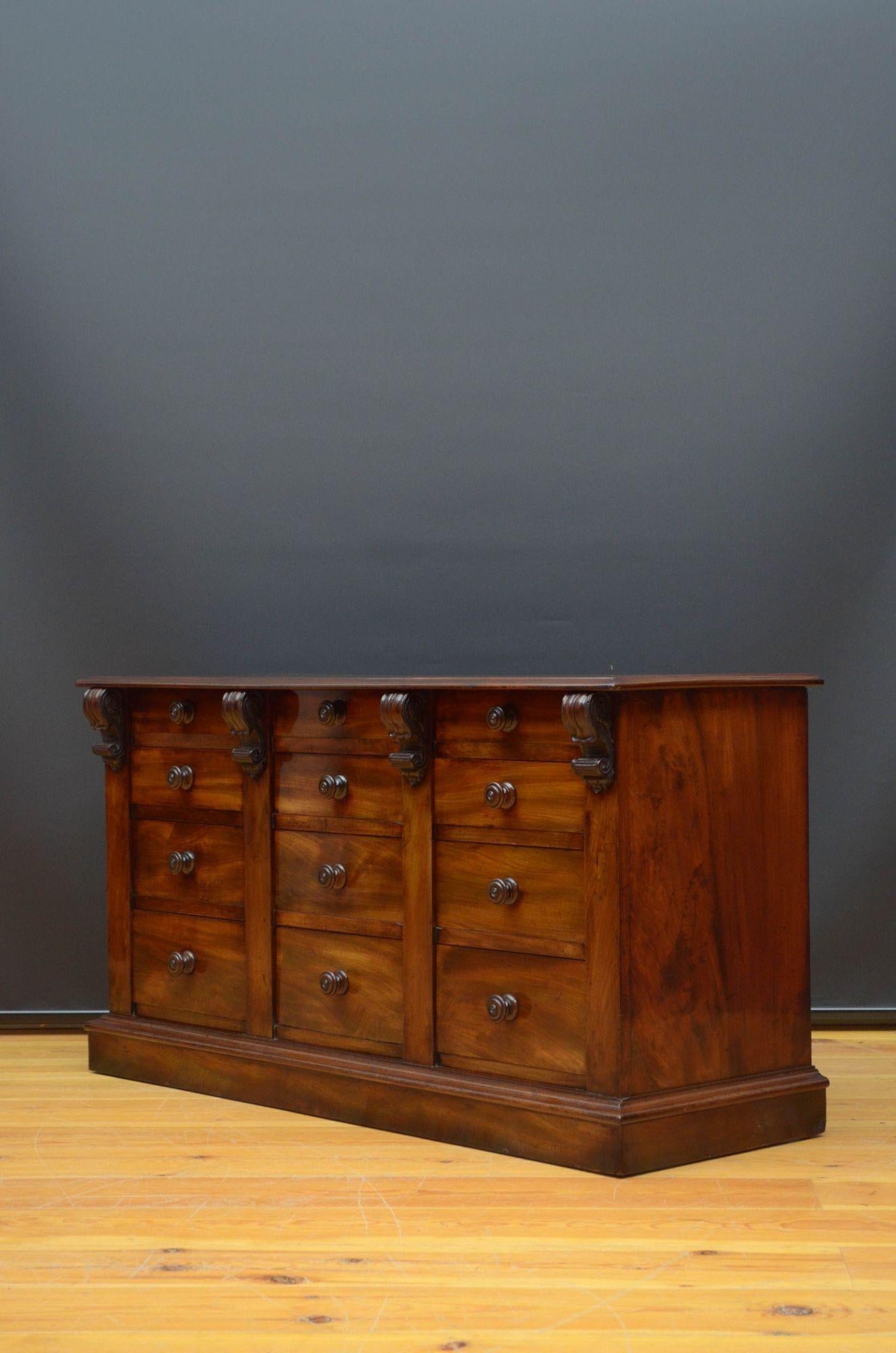 English William IV Low Mahogany Chest of Drawers For Sale