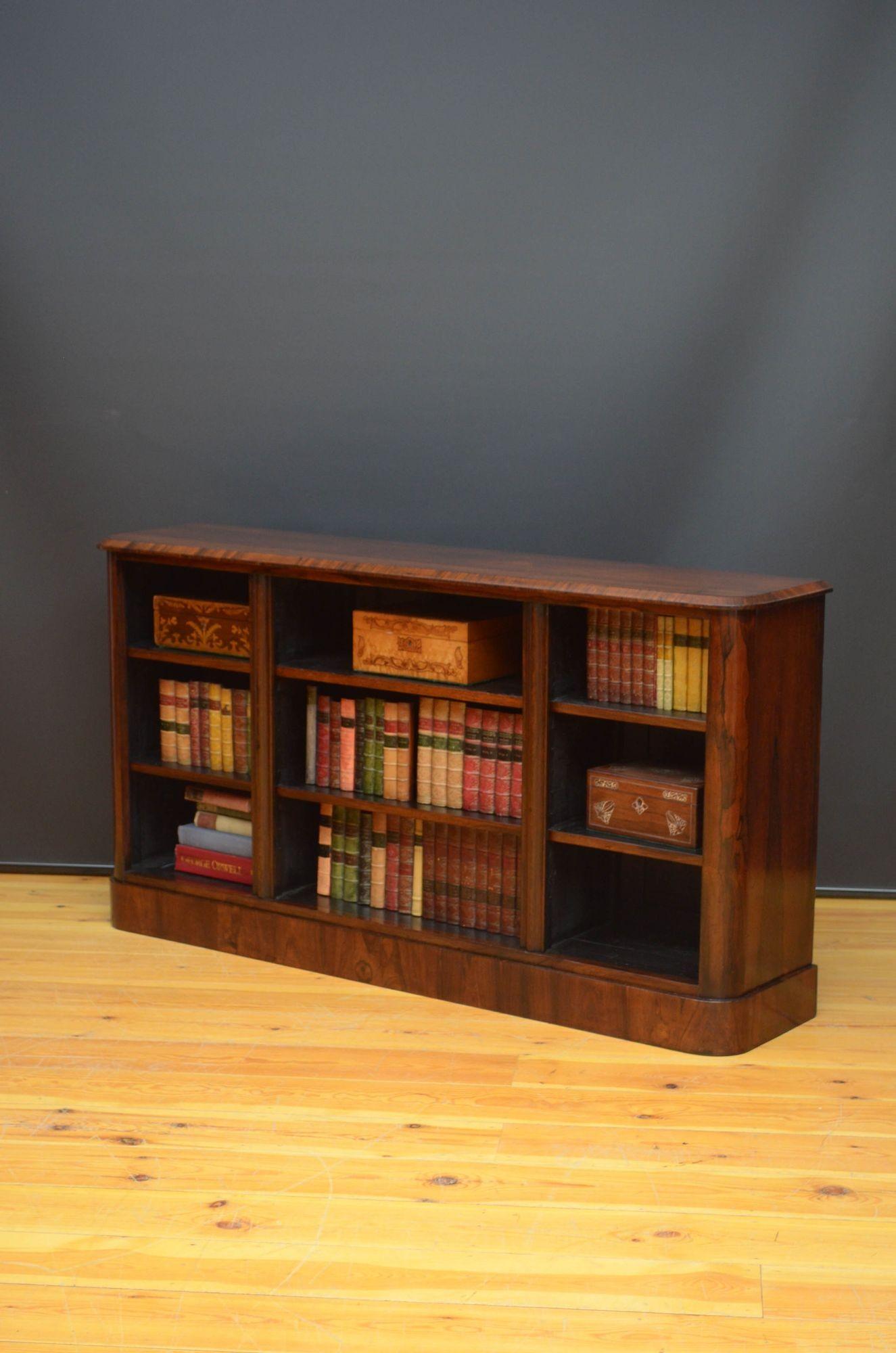 English William IV Low Rosewood Open Bookcase