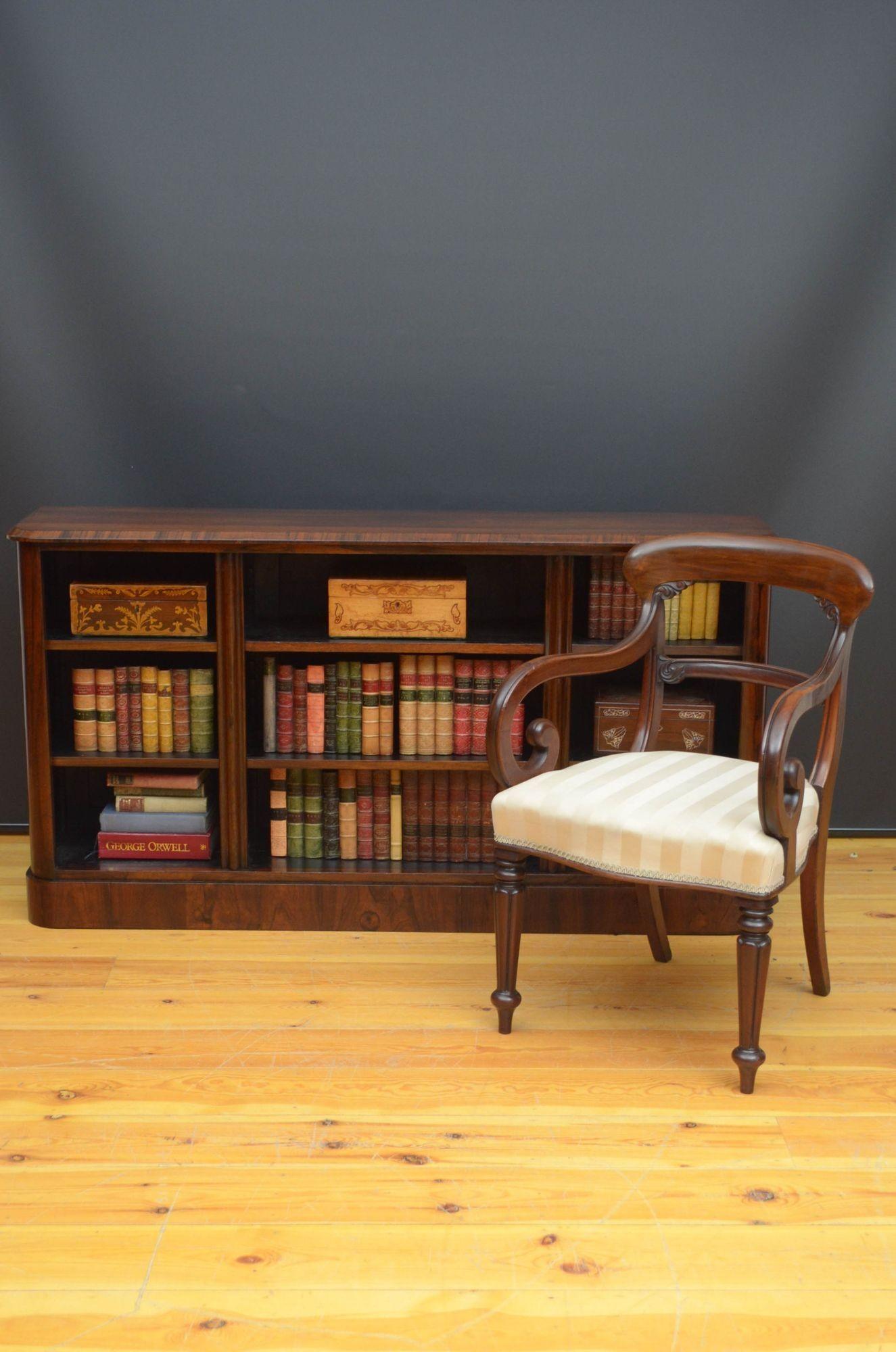 19th Century William IV Low Rosewood Open Bookcase