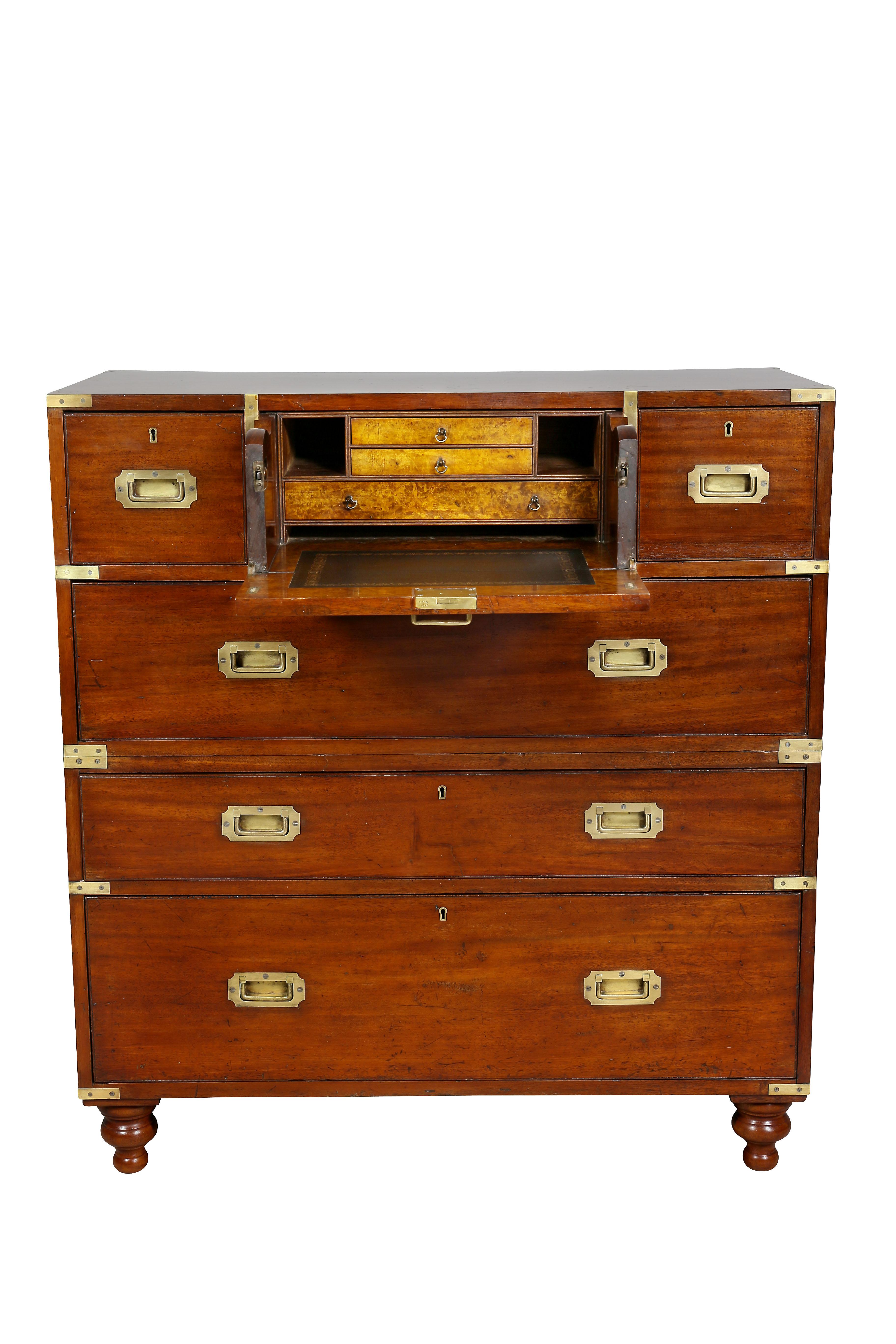 William IV Mahogany And Brass Mounted Campaign Chest In Good Condition In Essex, MA