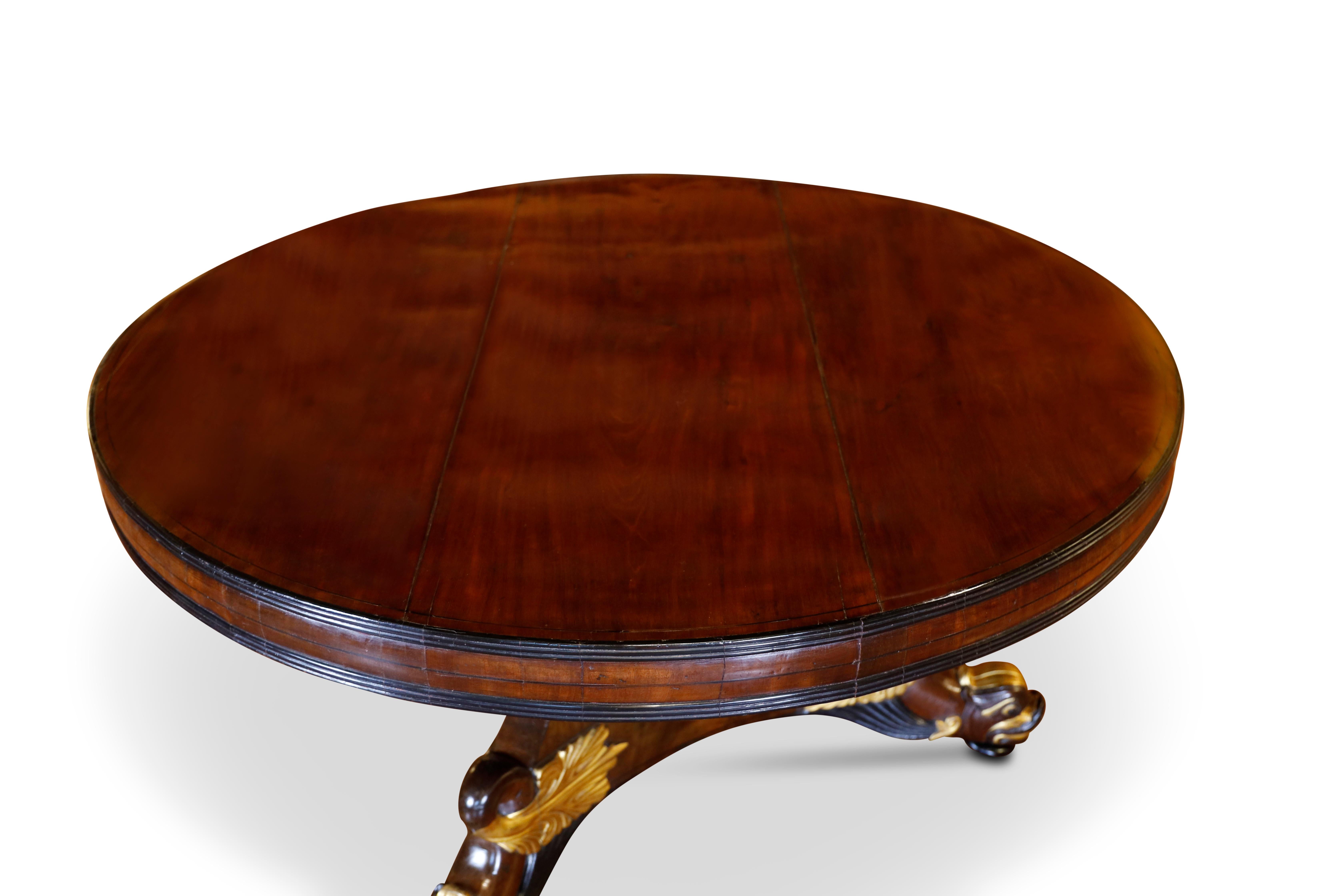 English William IV Mahogany and Gilt Center Table For Sale