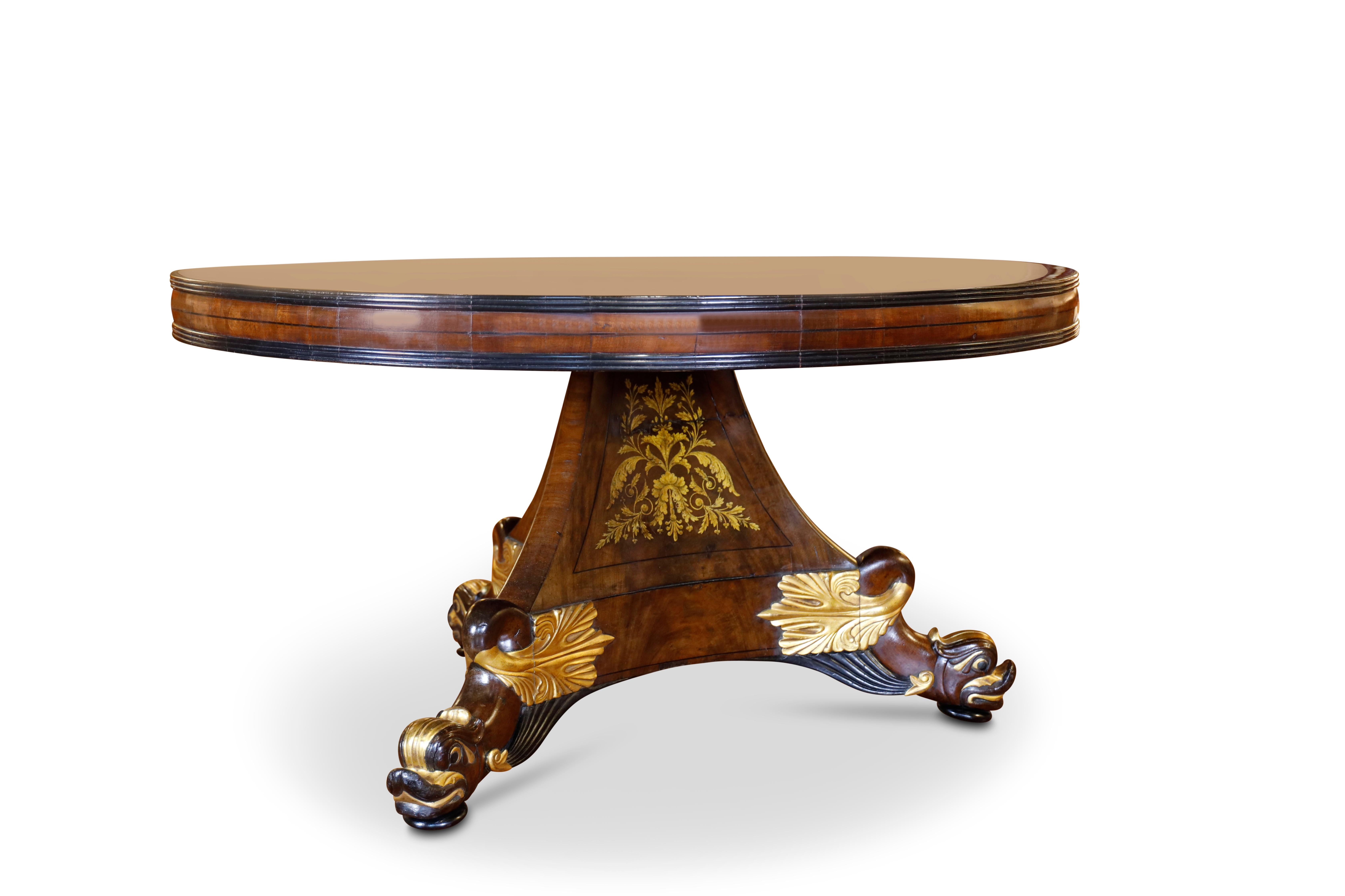 William IV Mahogany and Gilt Center Table In Excellent Condition For Sale In Woodbury, CT