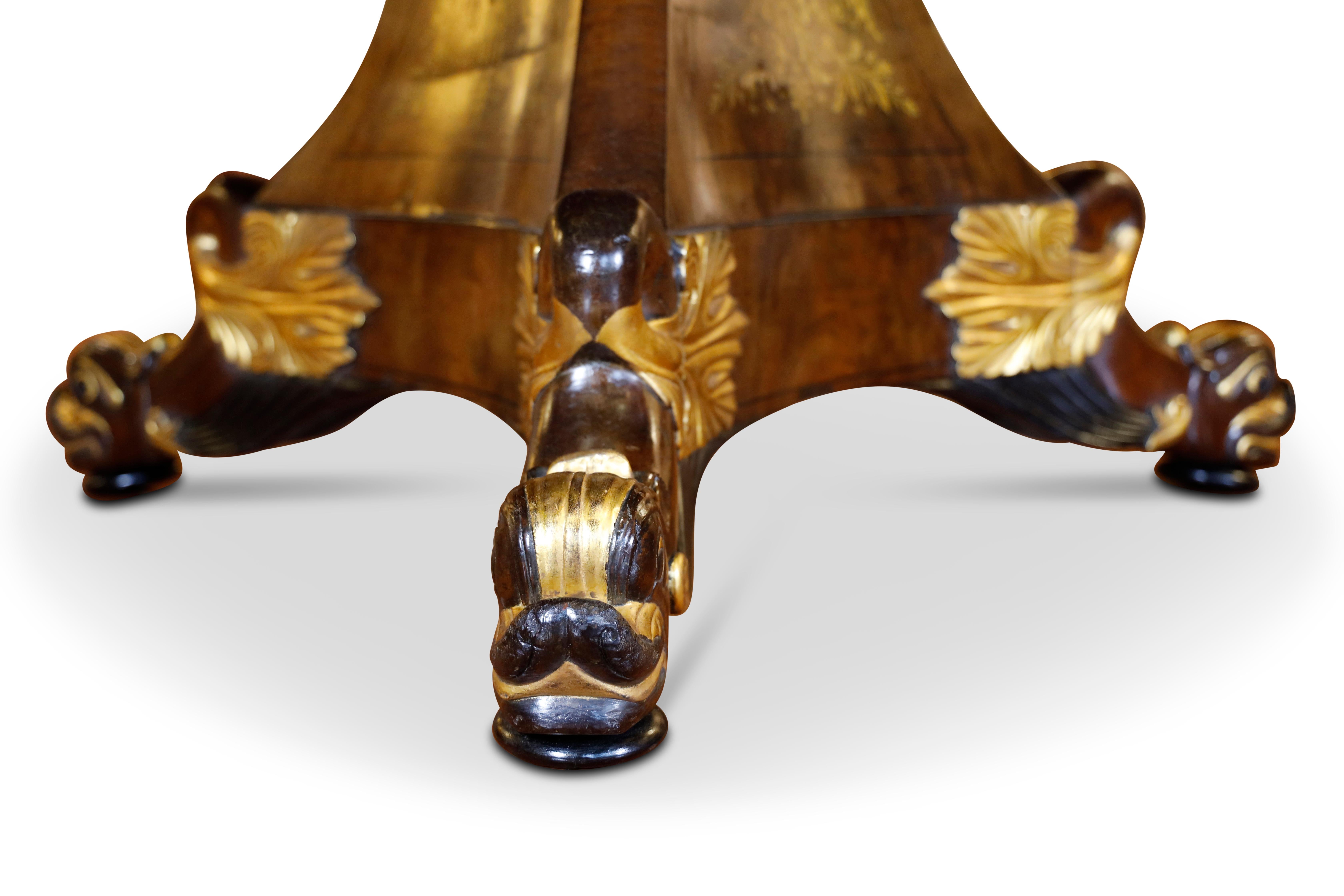 19th Century William IV Mahogany and Gilt Center Table For Sale