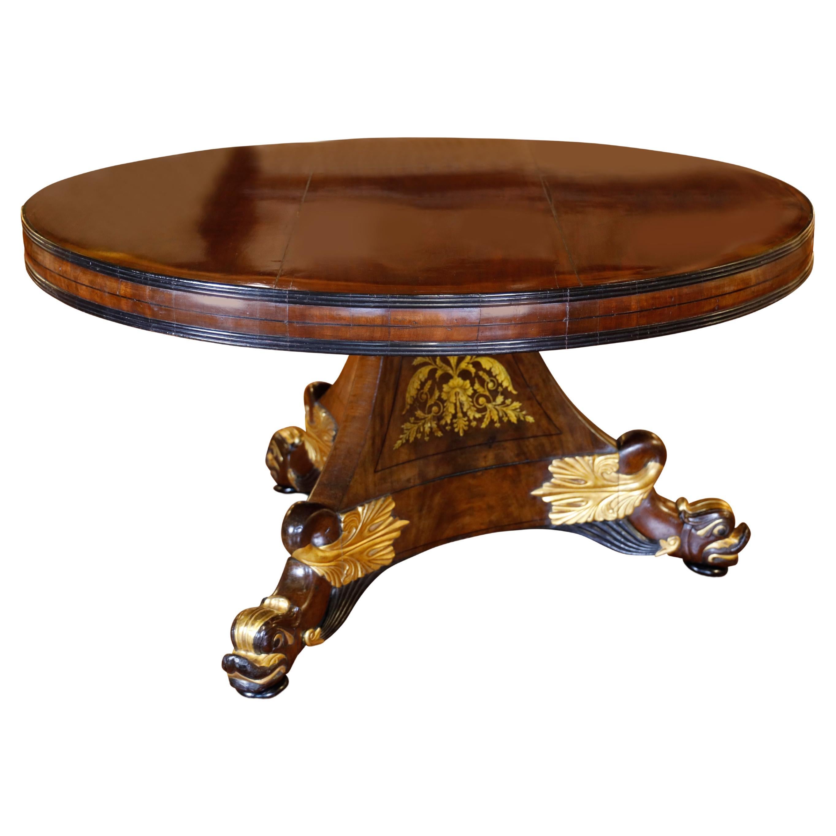 William IV Mahogany and Gilt Center Table For Sale
