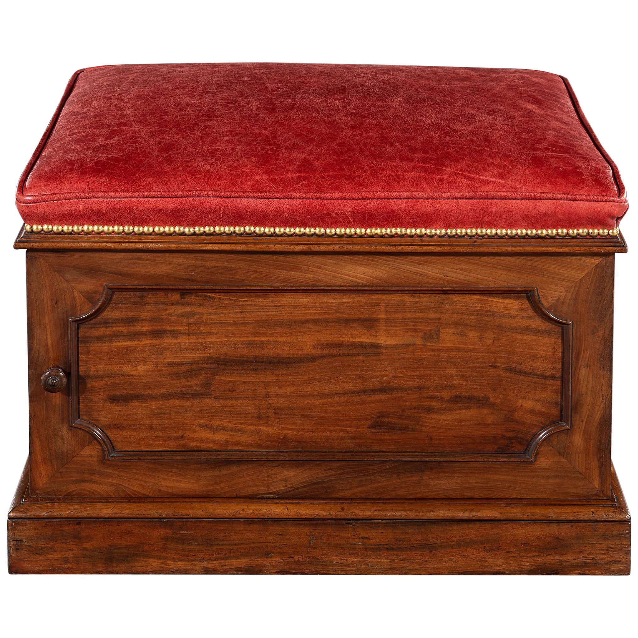 William IV Mahogany and Leather Box Stool For Sale