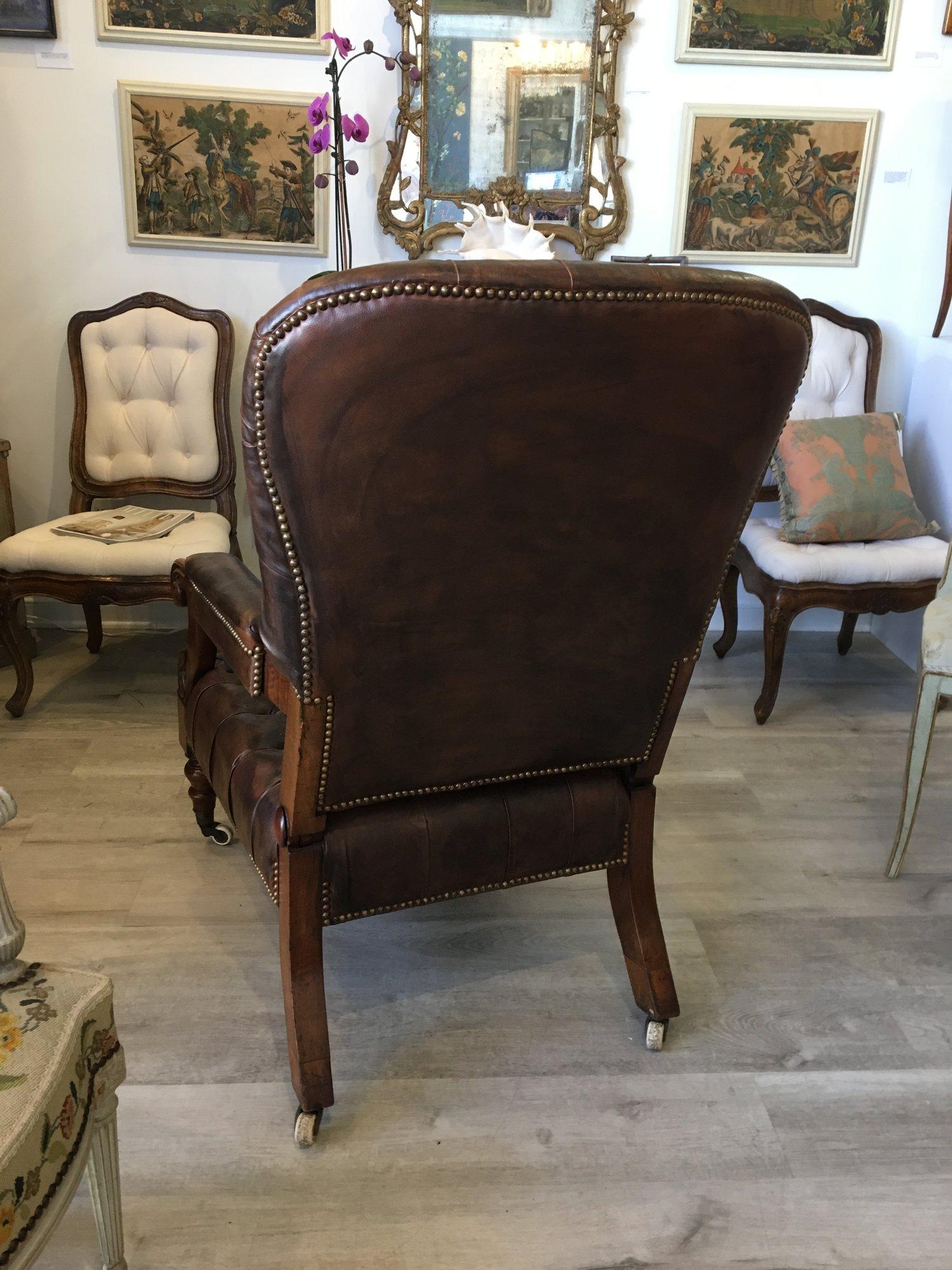 William IV Mahogany and Leather Reclining Library Chair 1
