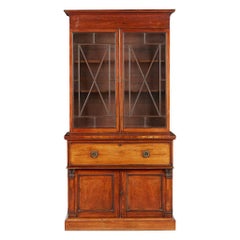 William IV Mahogany and Satinwood Secretaire Bookcase William IV Mahogany and Satinwood Secretaire Bookcase