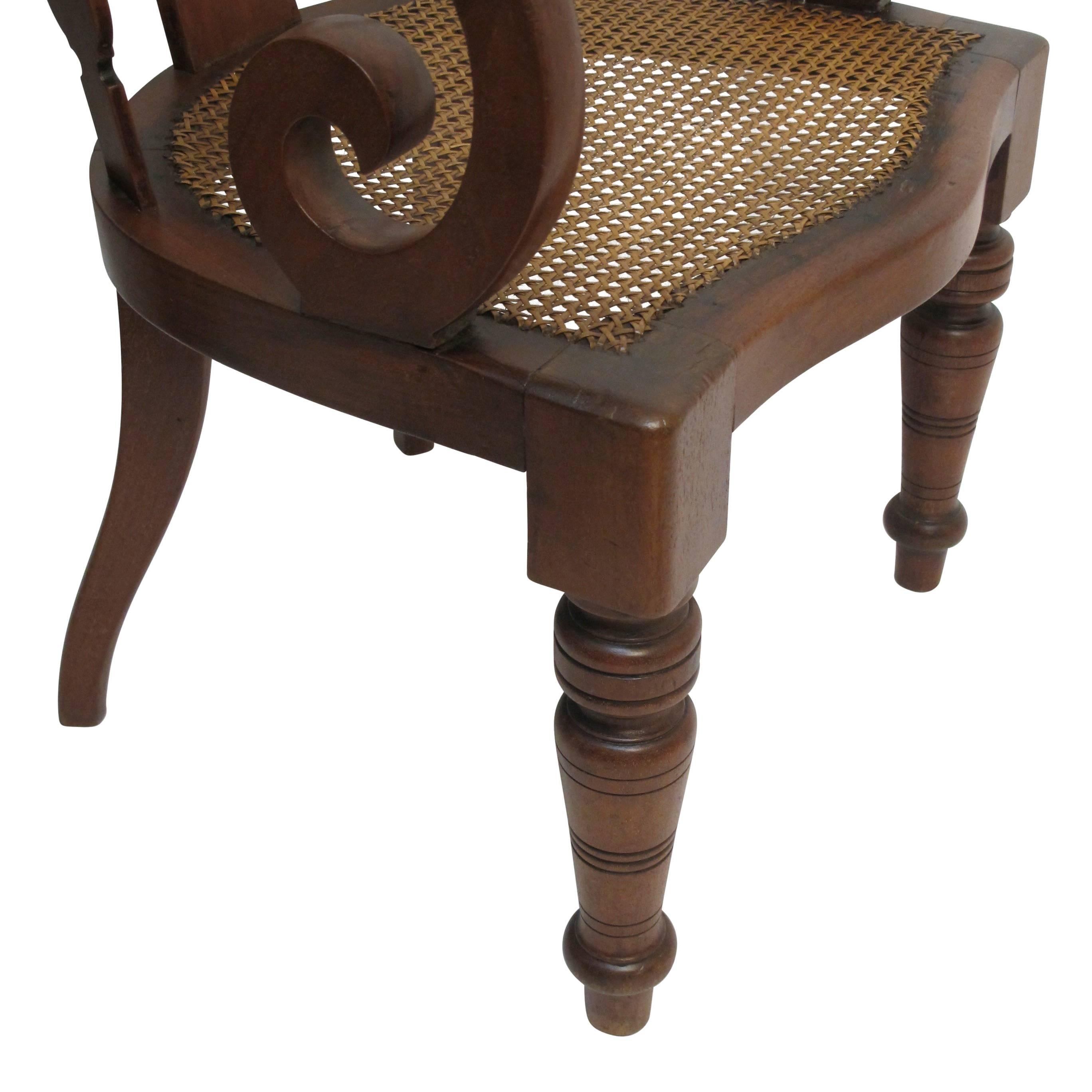 Woven William IV Mahogany Barber's or Dentist's Chair, England, circa 1830 For Sale