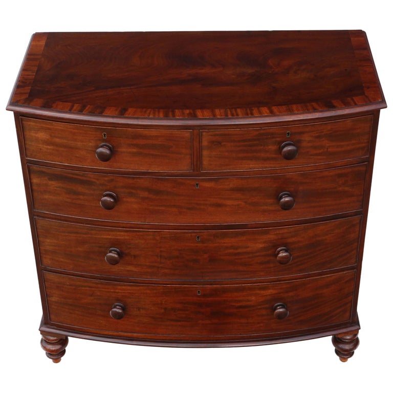 William IV Mahogany Bow Front Crossbanded Chest of Drawers, circa 1830 ...