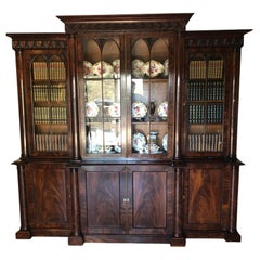 William IV mahogany Breakfront bookcase