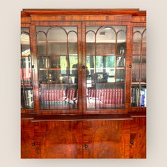 Large Antique William IV Mahogany Breakfront Library Bookcase with Cupboards