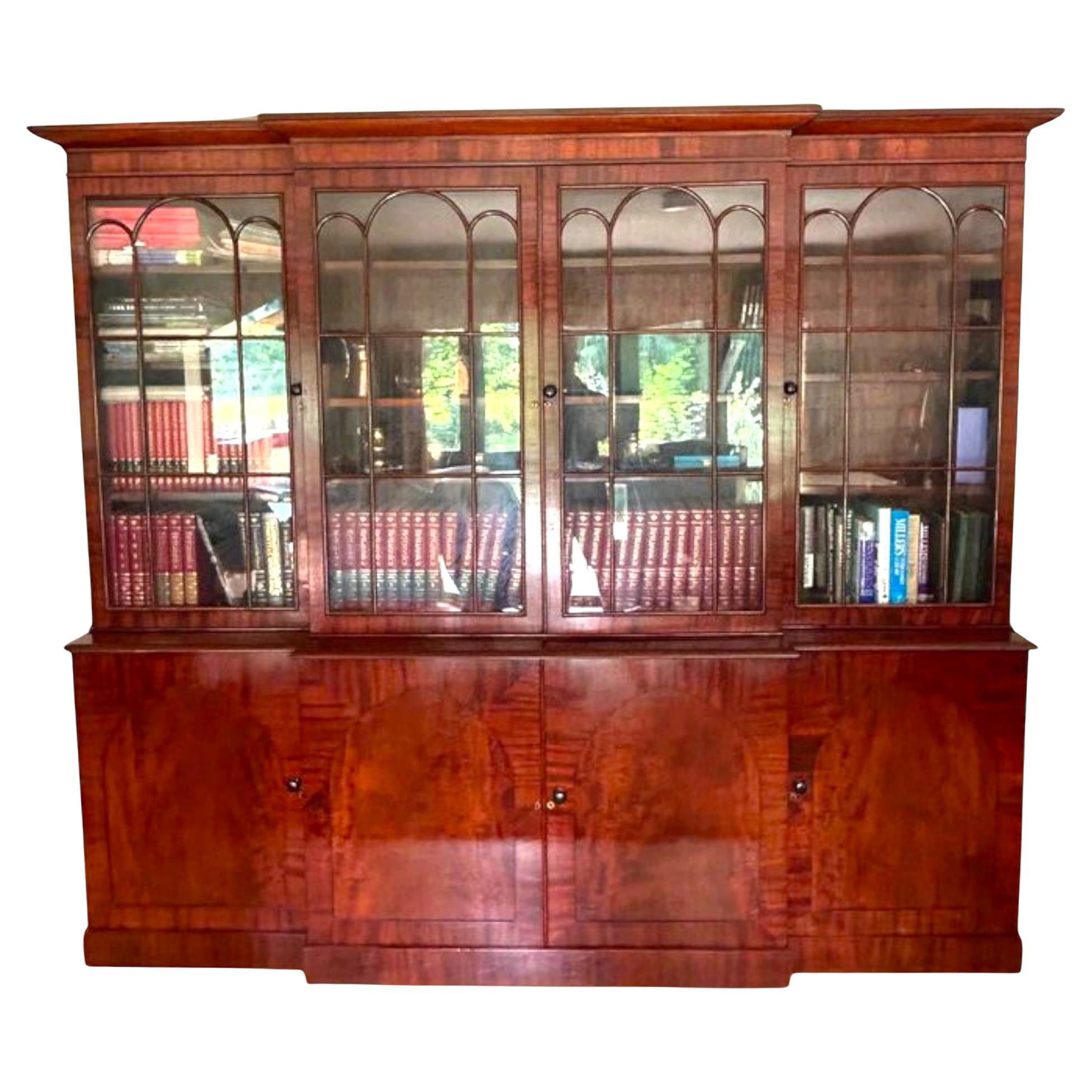 William IV. Mahagoni Breakfront Bibliotheks-Bücherregal aus Mahagoni