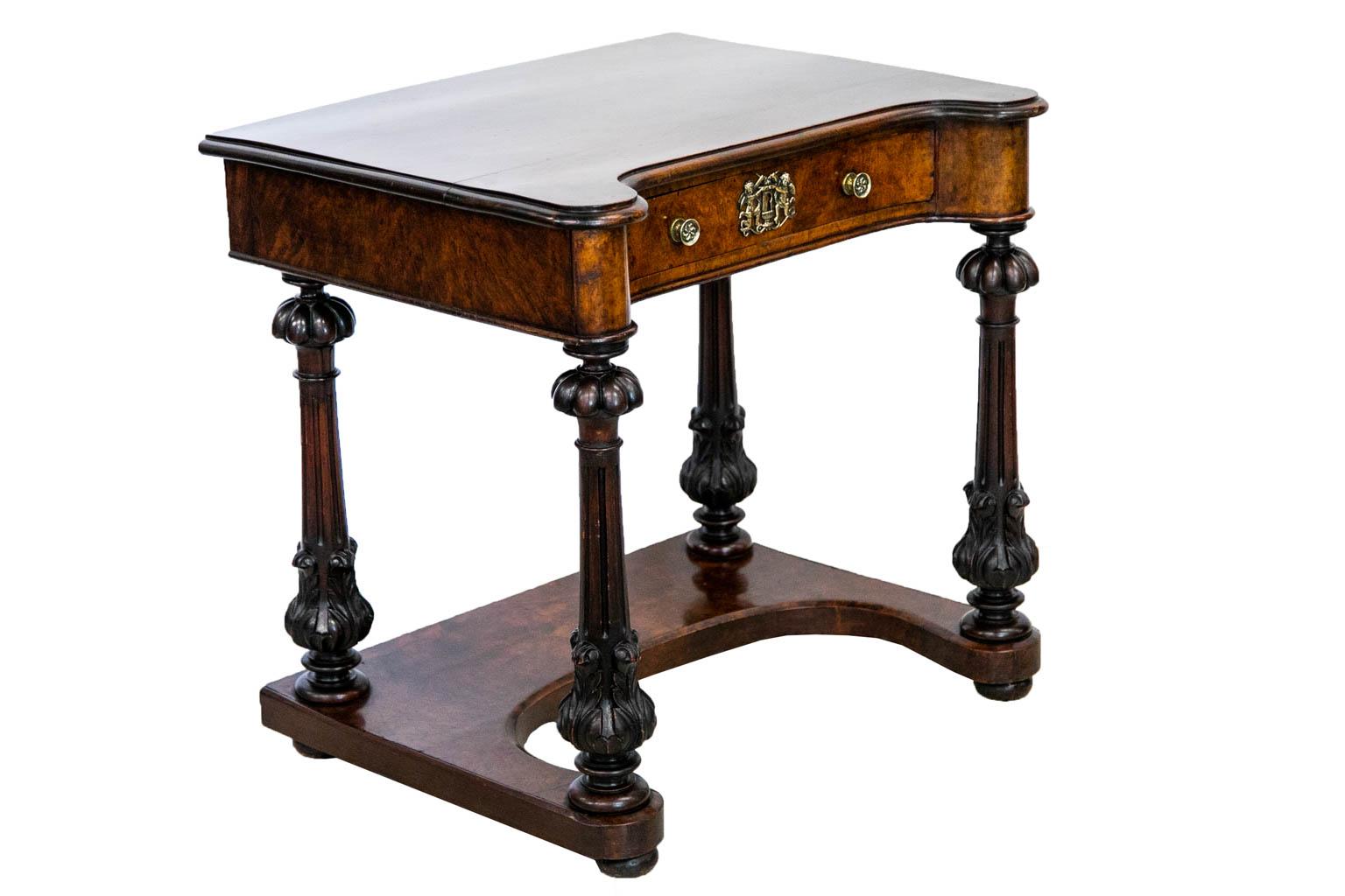 William IV Mahogany & Burled Walnut Side Table For Sale 1