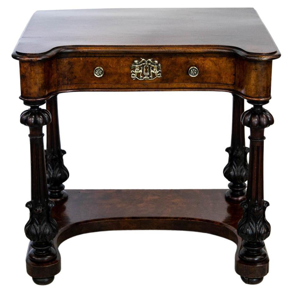William IV Mahogany & Burled Walnut Side Table