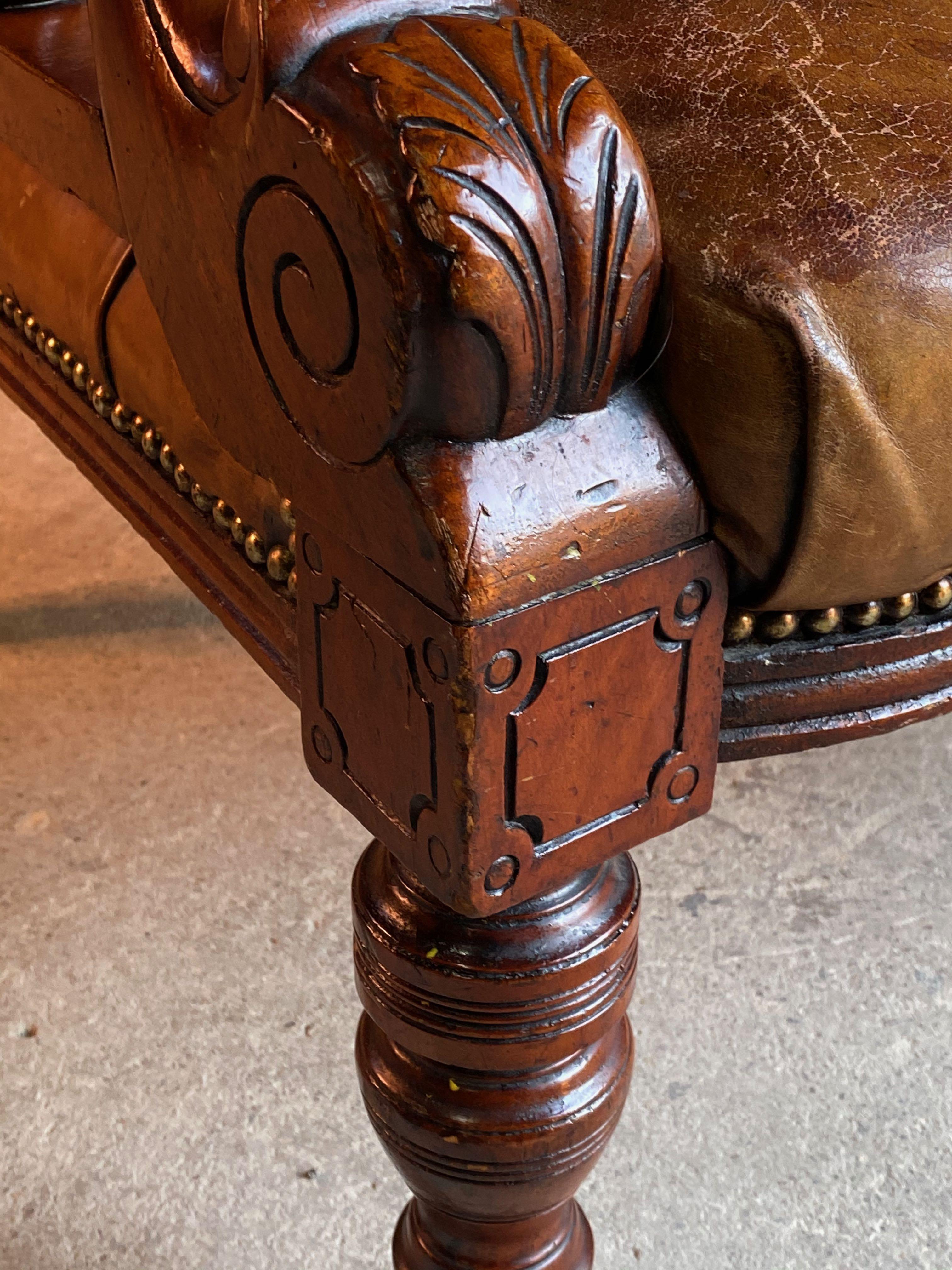 William iv Mahogany Buttoned Back Leather Library Chair 19th Century, circa 1835 In Good Condition In Longdon, Tewkesbury