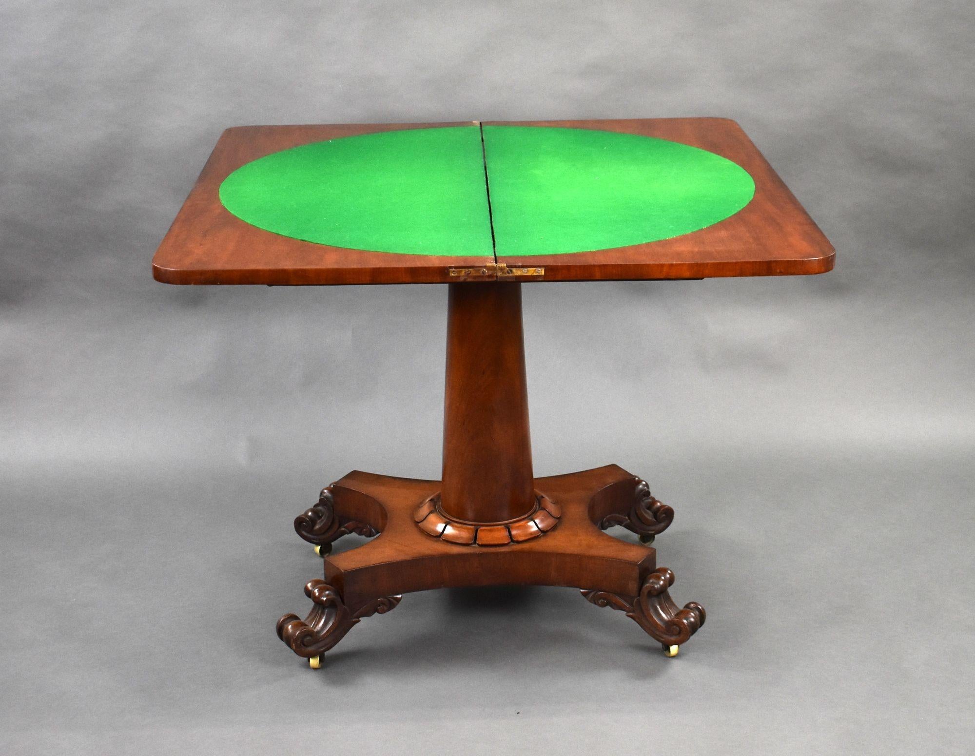 19th Century William IV Mahogany Card Table For Sale