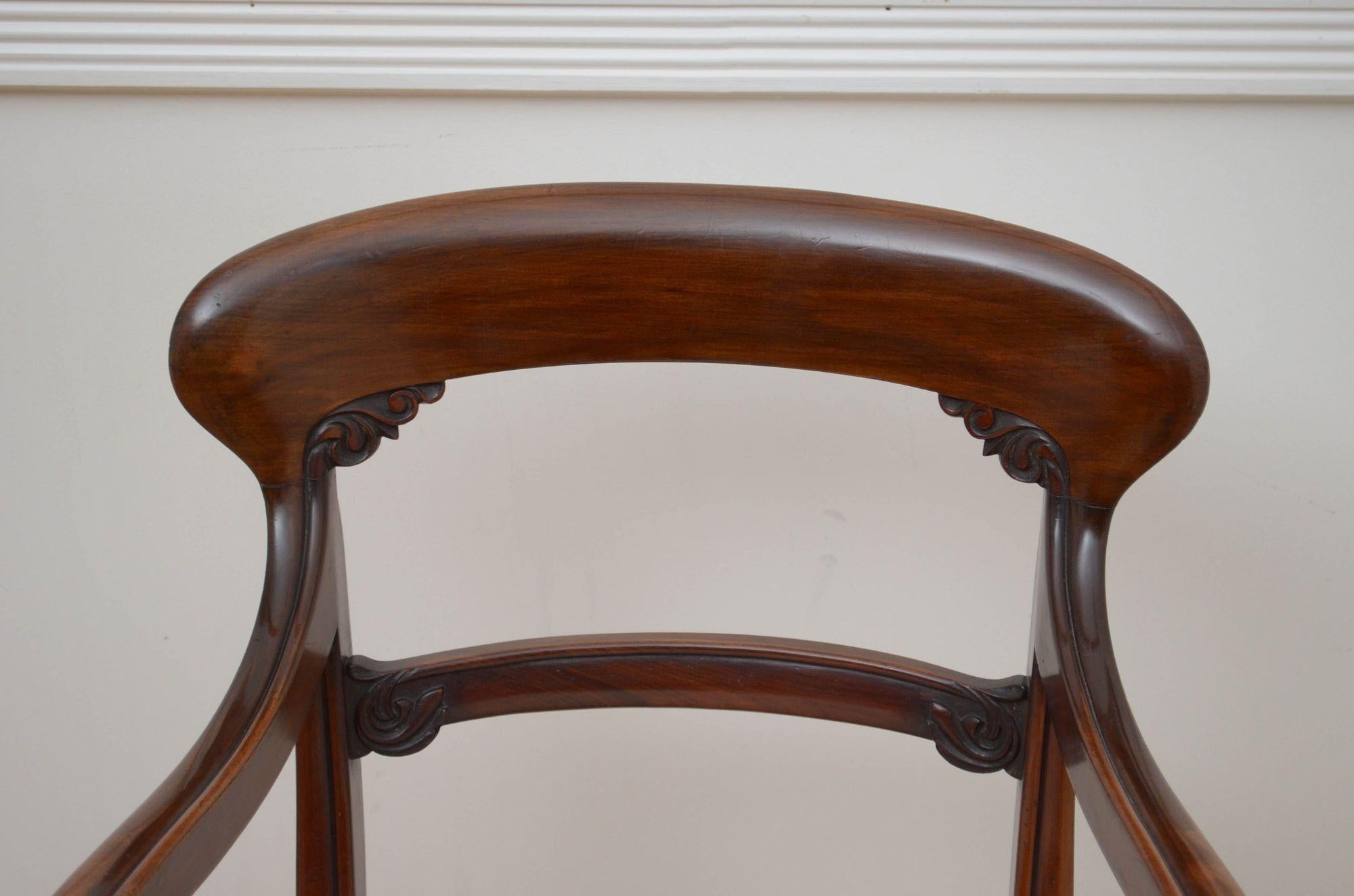 Sedia Carver in mogano William IV in vendita 1