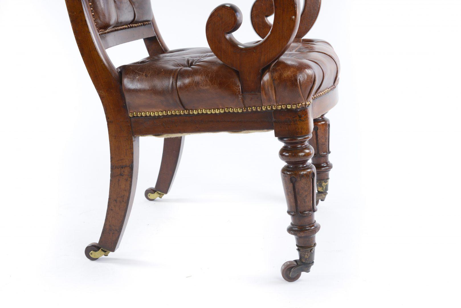 British William iv Mahogany Desk or Library Chair attributed to Gillows 