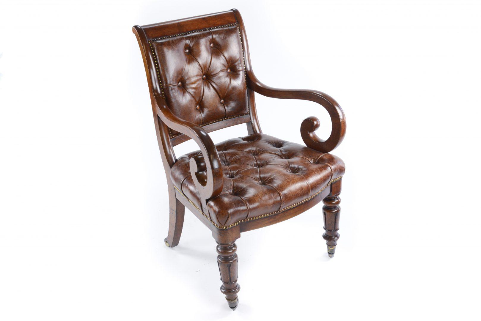 William iv Mahogany Desk or Library Chair attributed to Gillows  In Good Condition In Northwich, GB