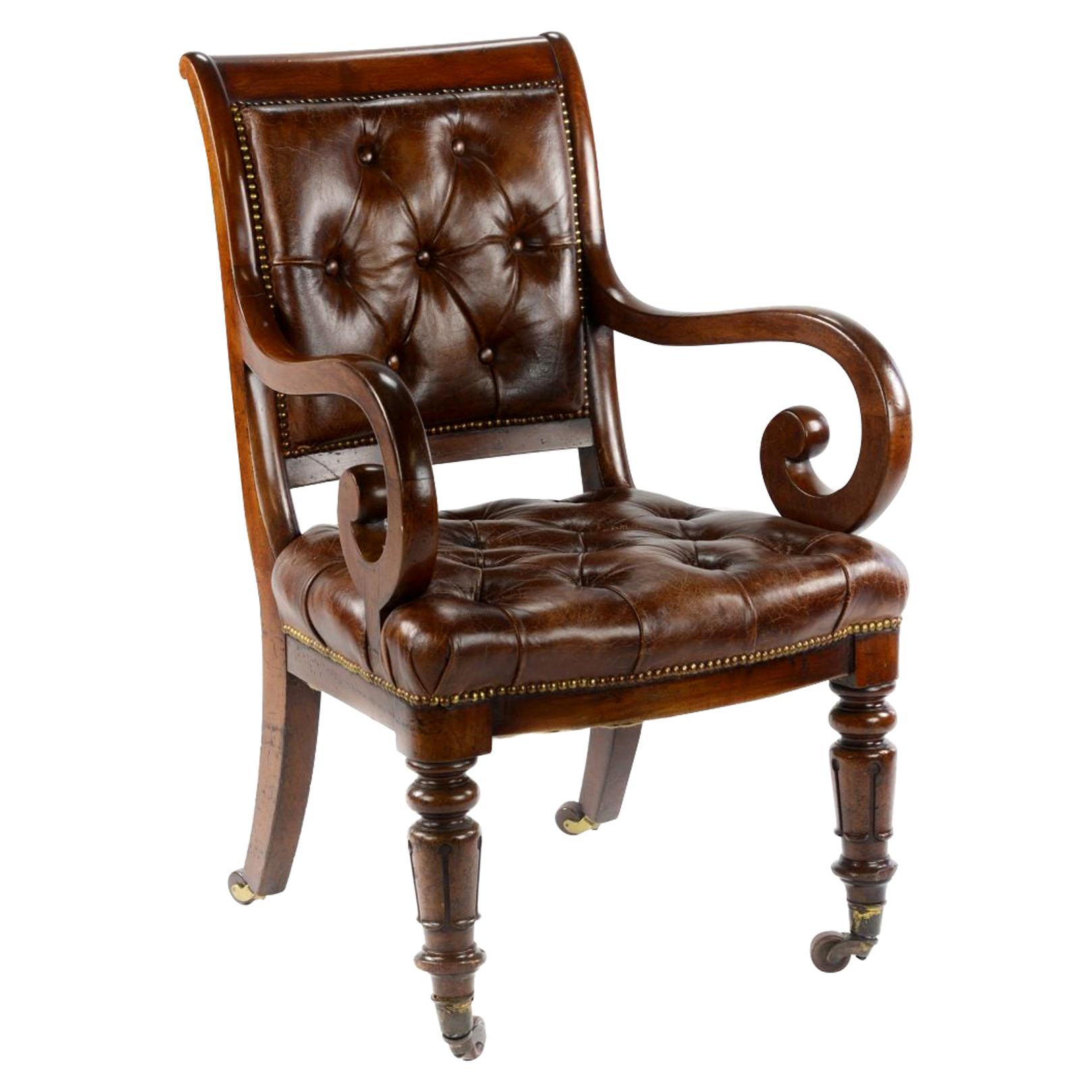 William iv Mahogany Desk or Library Chair attributed to Gillows 
