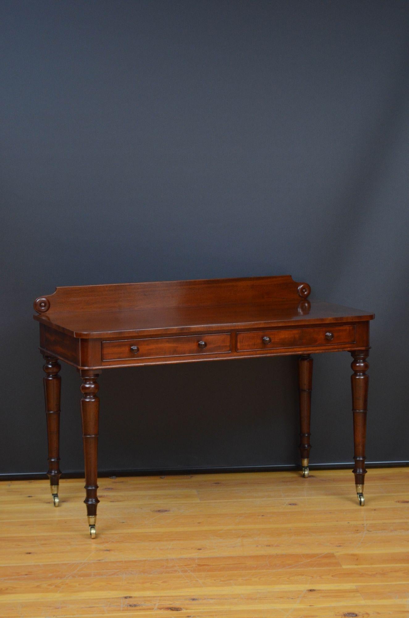 English William IV Mahogany Dressing Table or Writing Table For Sale
