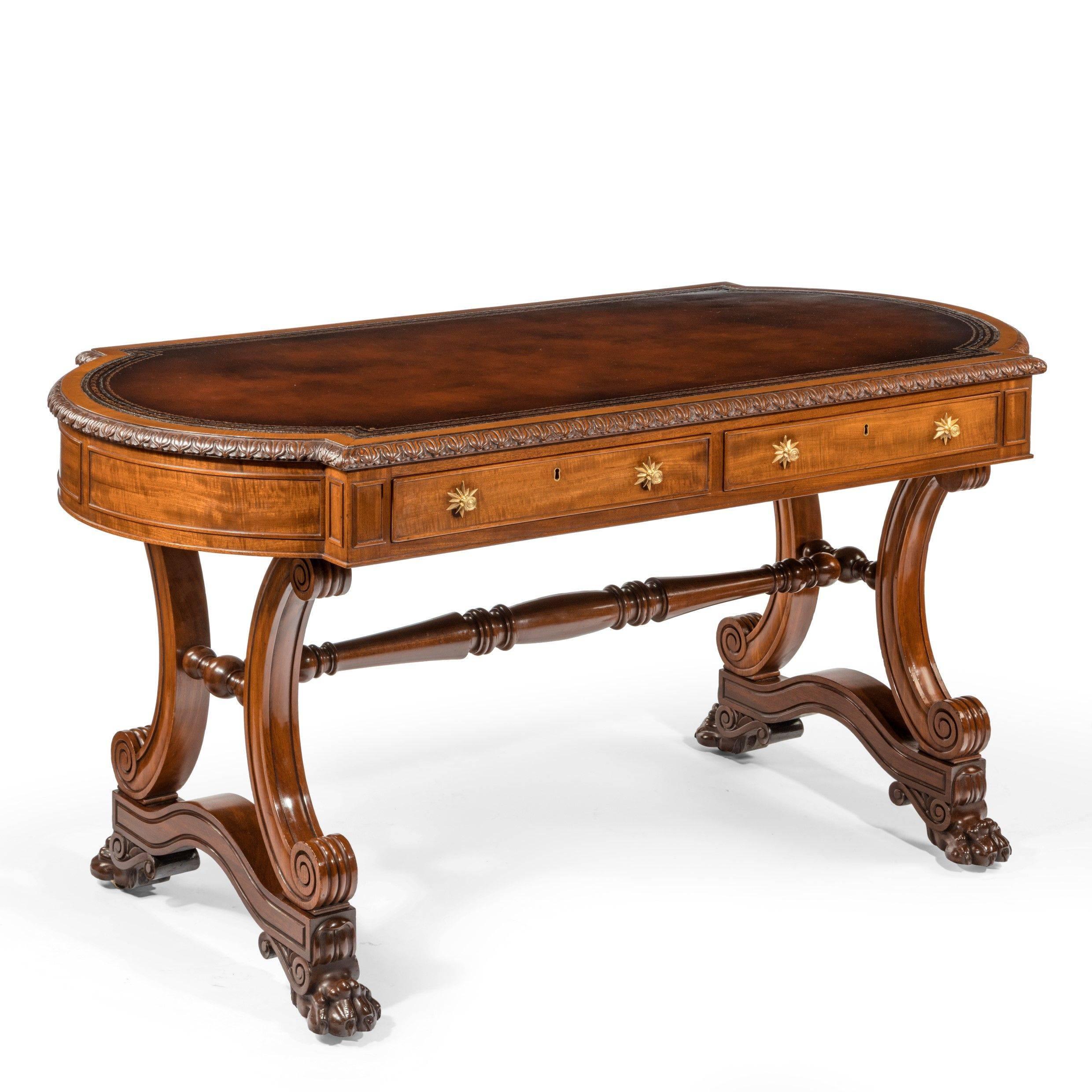 William IV Mahogany End Support Library Table In Good Condition In Lymington, Hampshire