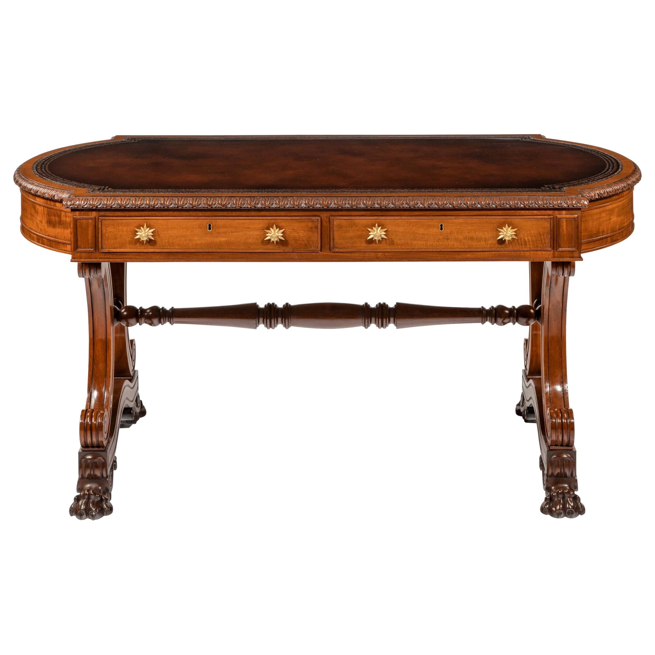 William IV Mahogany End Support Library Table