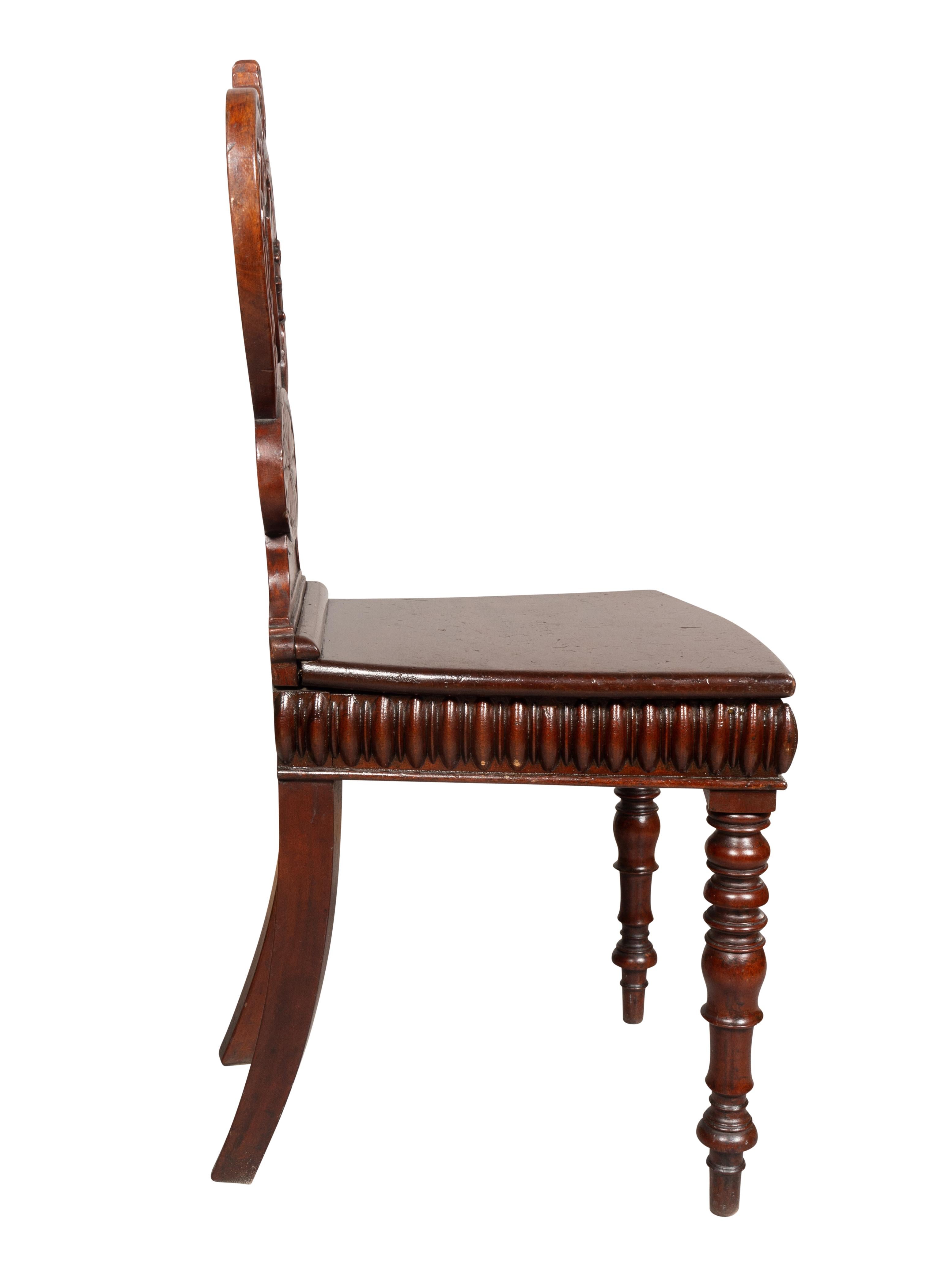 English William IV Mahogany Hall Chair For Sale