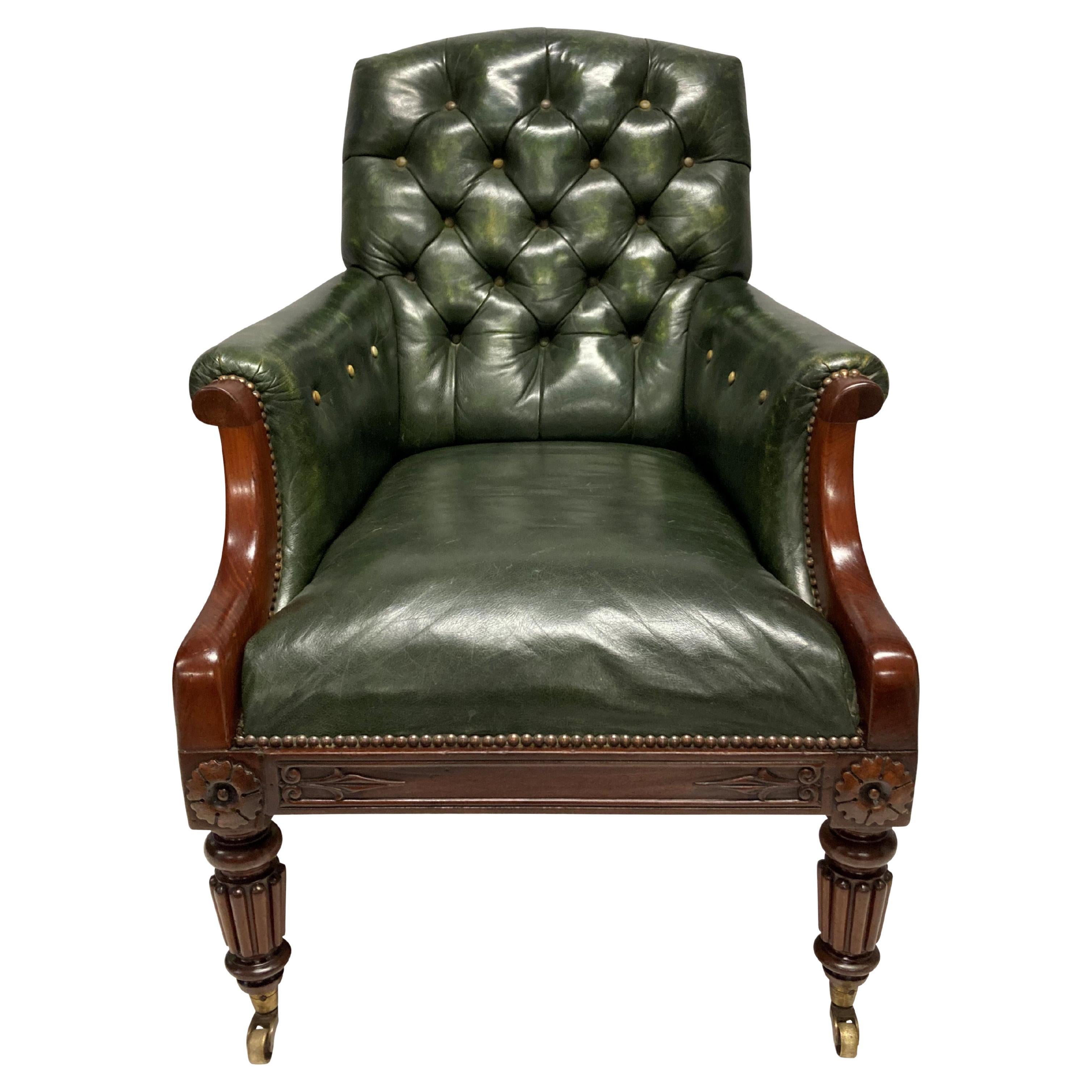 William IV Mahogany & Leather Library Chair