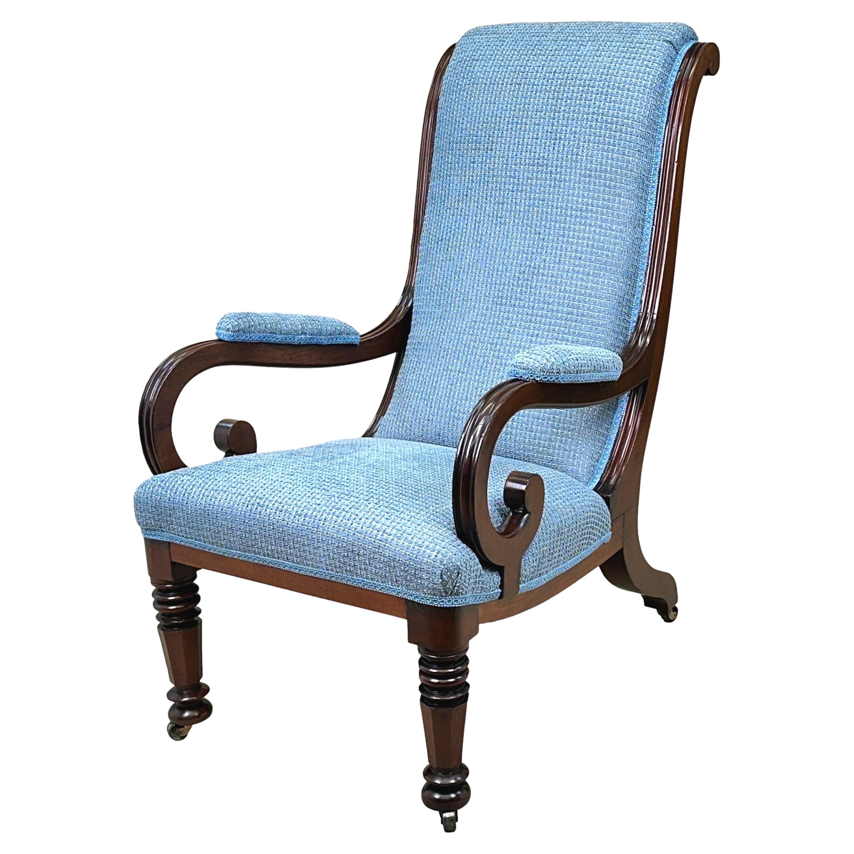 William IV Mahogany Library Armchair For Sale