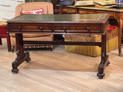 William IV Mahogany Library Table/Desk with Green Leather Inset Writing Surface