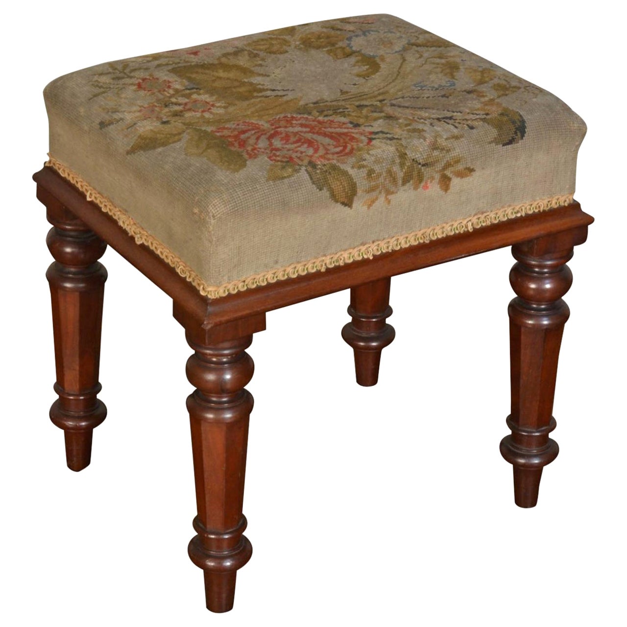 Tabouret William IV en acajou à pointes d'aiguille