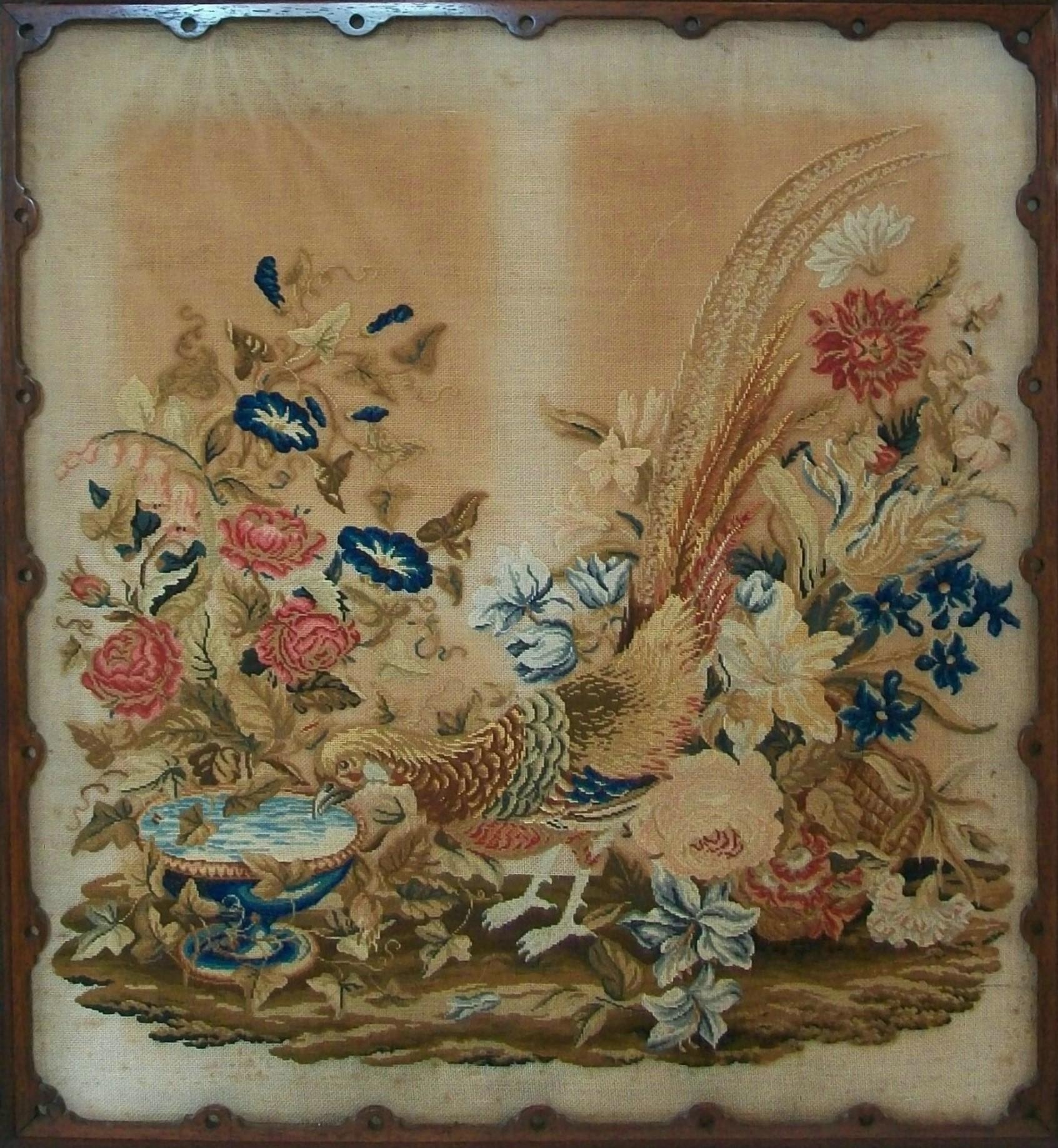 William IV Hardwood & Needlepoint Tapestry Fire Screen, U.K., circa 1840 9