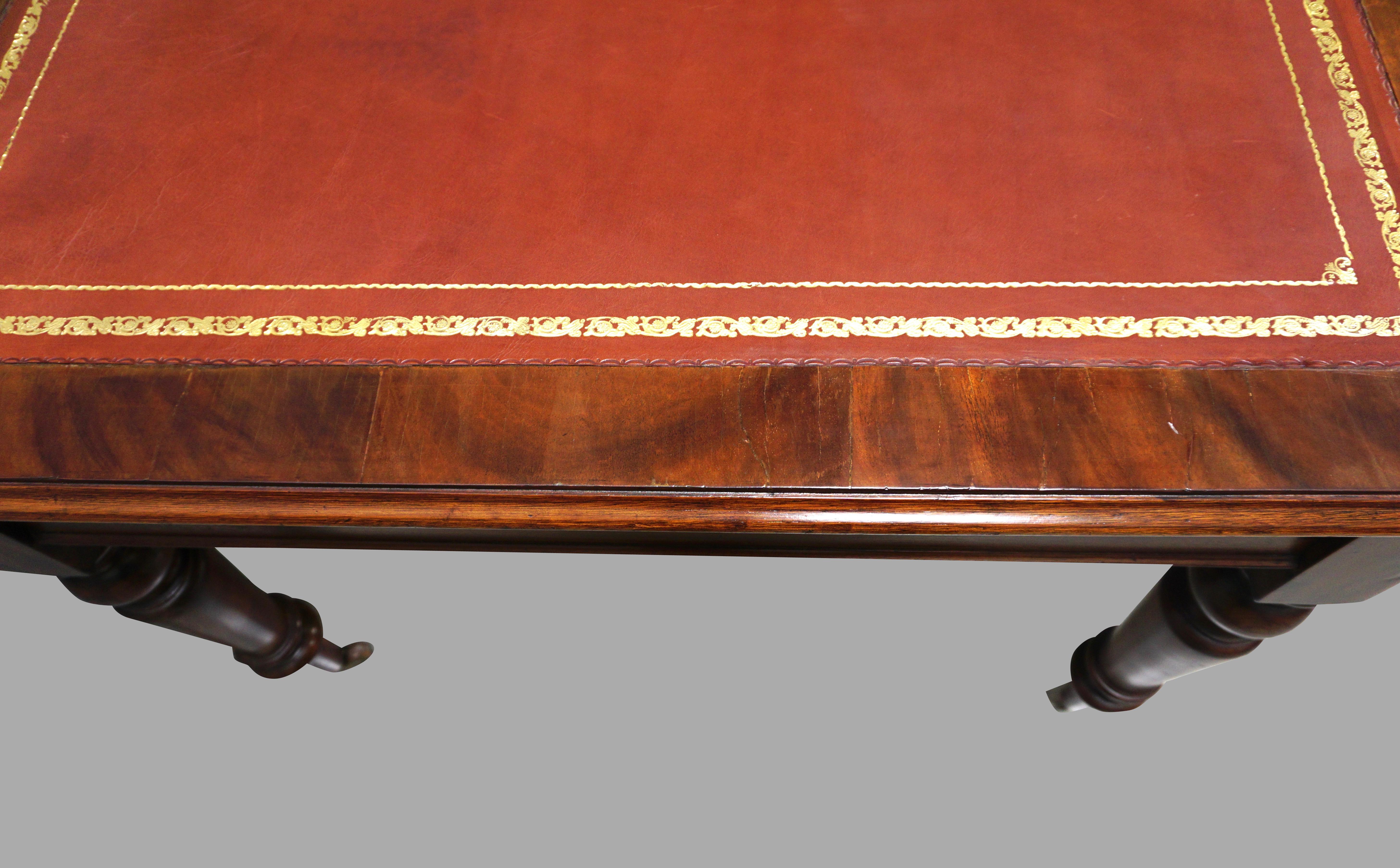 William IV Mahogany Partners Writing Table with Leather Top In Good Condition In San Francisco, CA