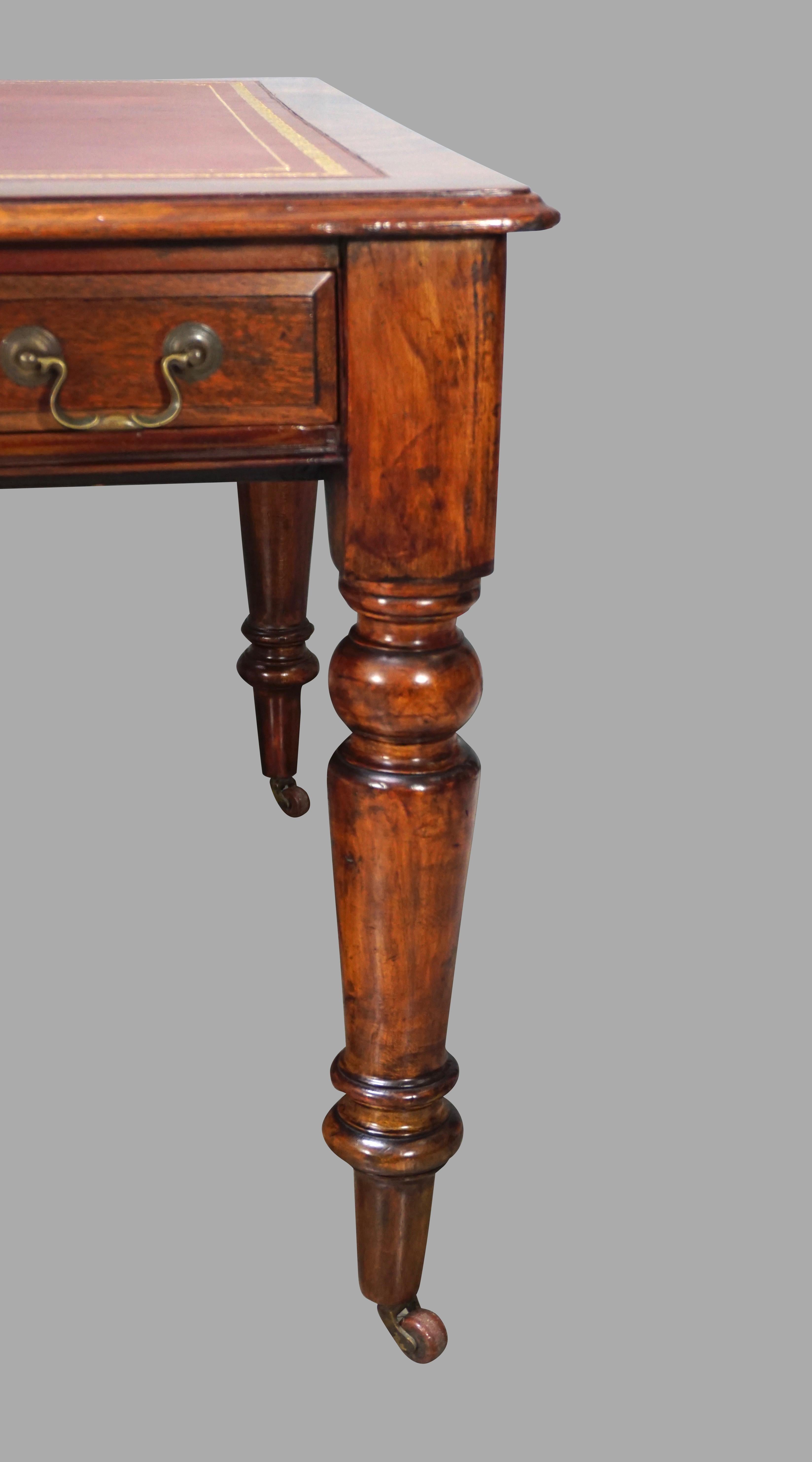 William IV Mahogany Partners Writing Table with Leather Top 1