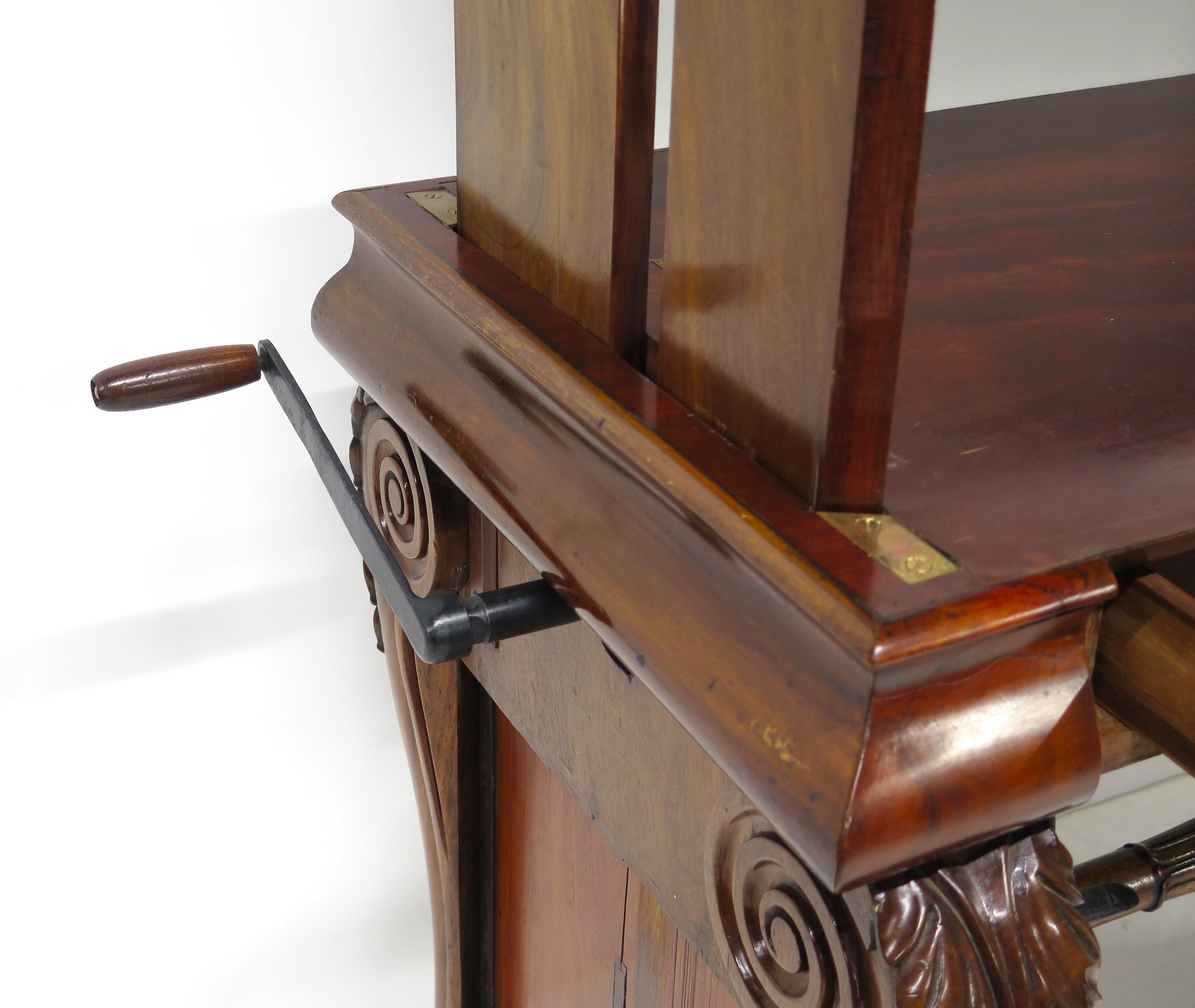 William IV Mahogany Stretcher Based Library Table with Black Leather Top For Sale 1