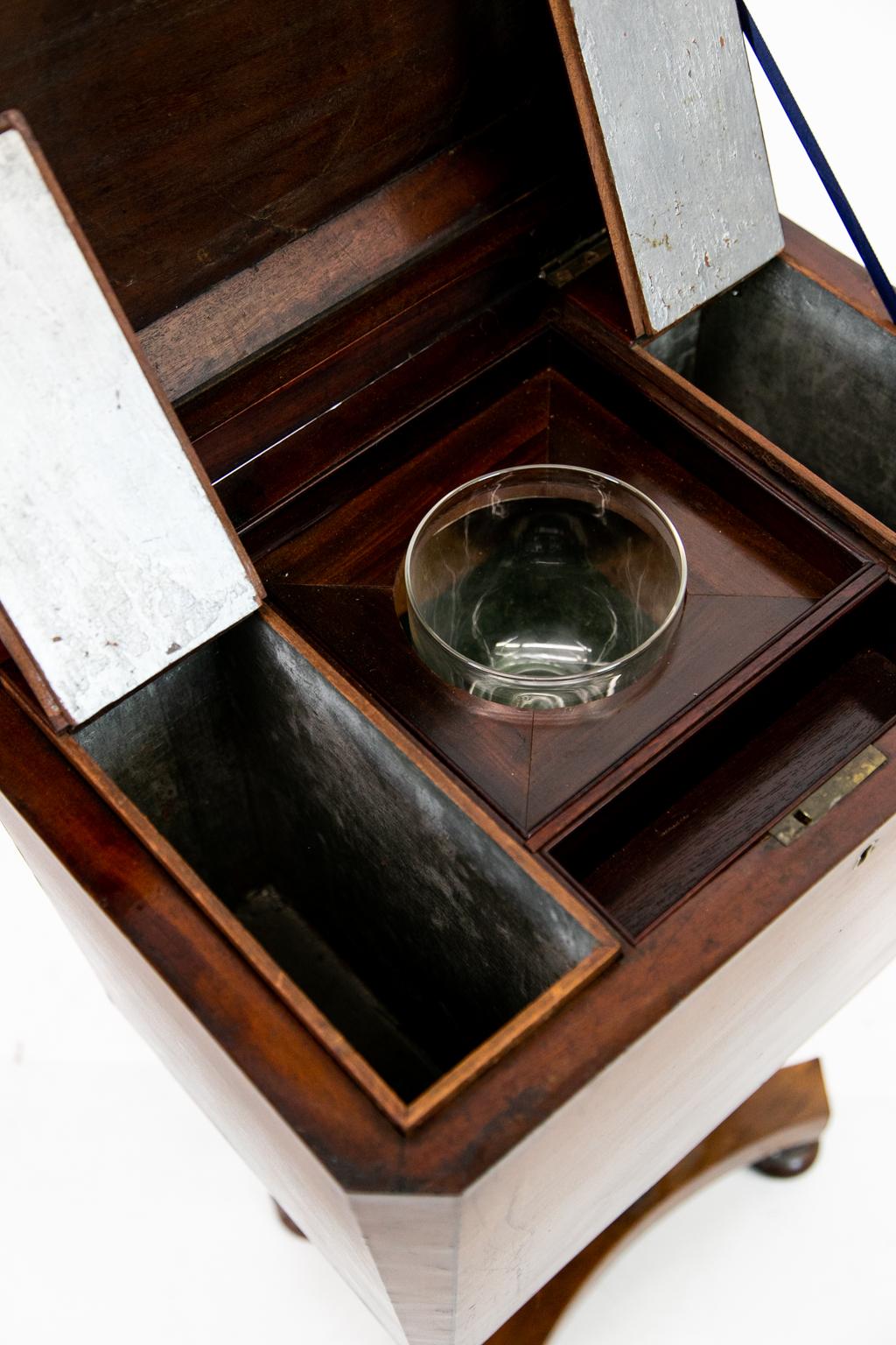 Glass William IV Mahogany Tea Caddy For Sale