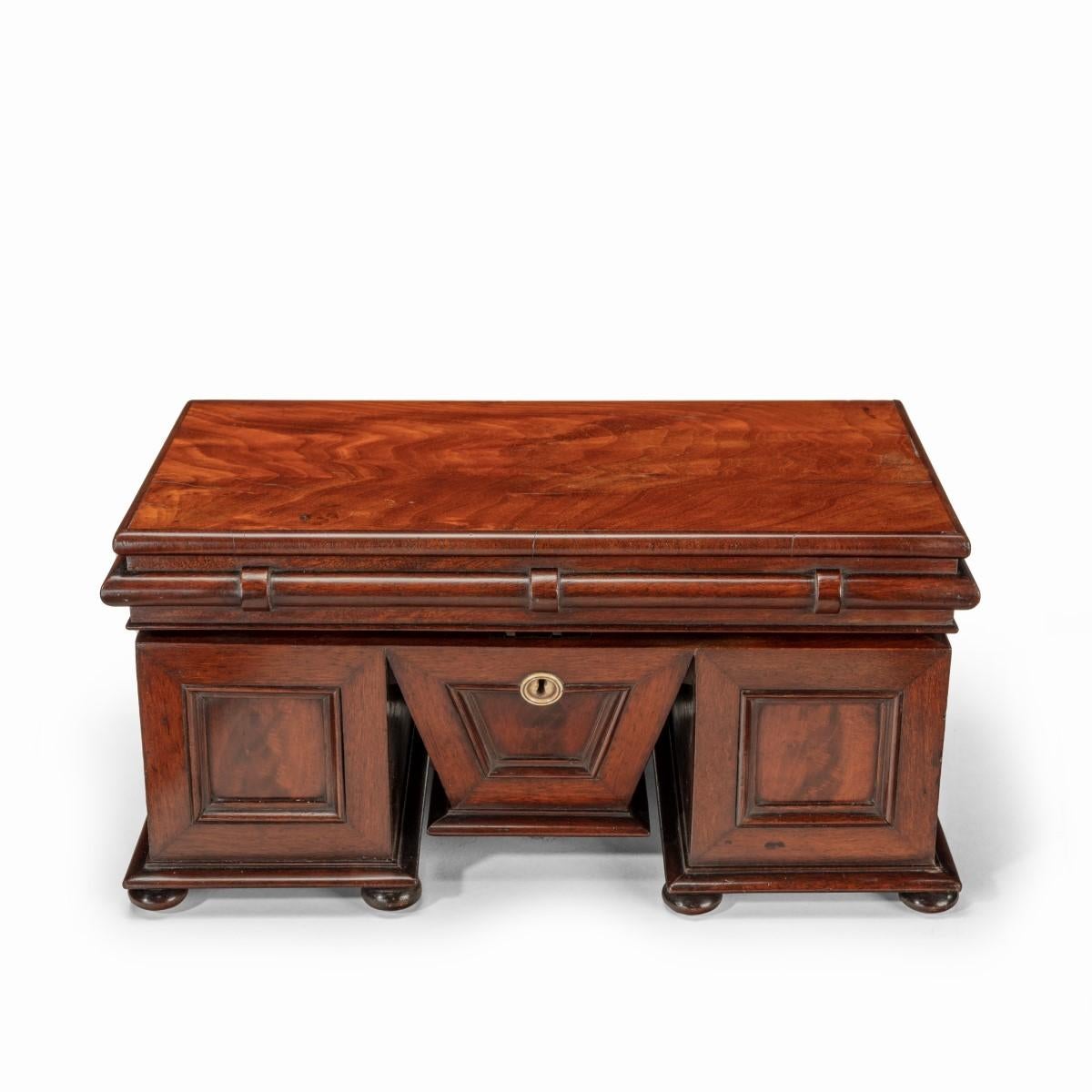 English William IV Mahogany Tea Caddy in the Form of a Pedestal Sideboard For Sale