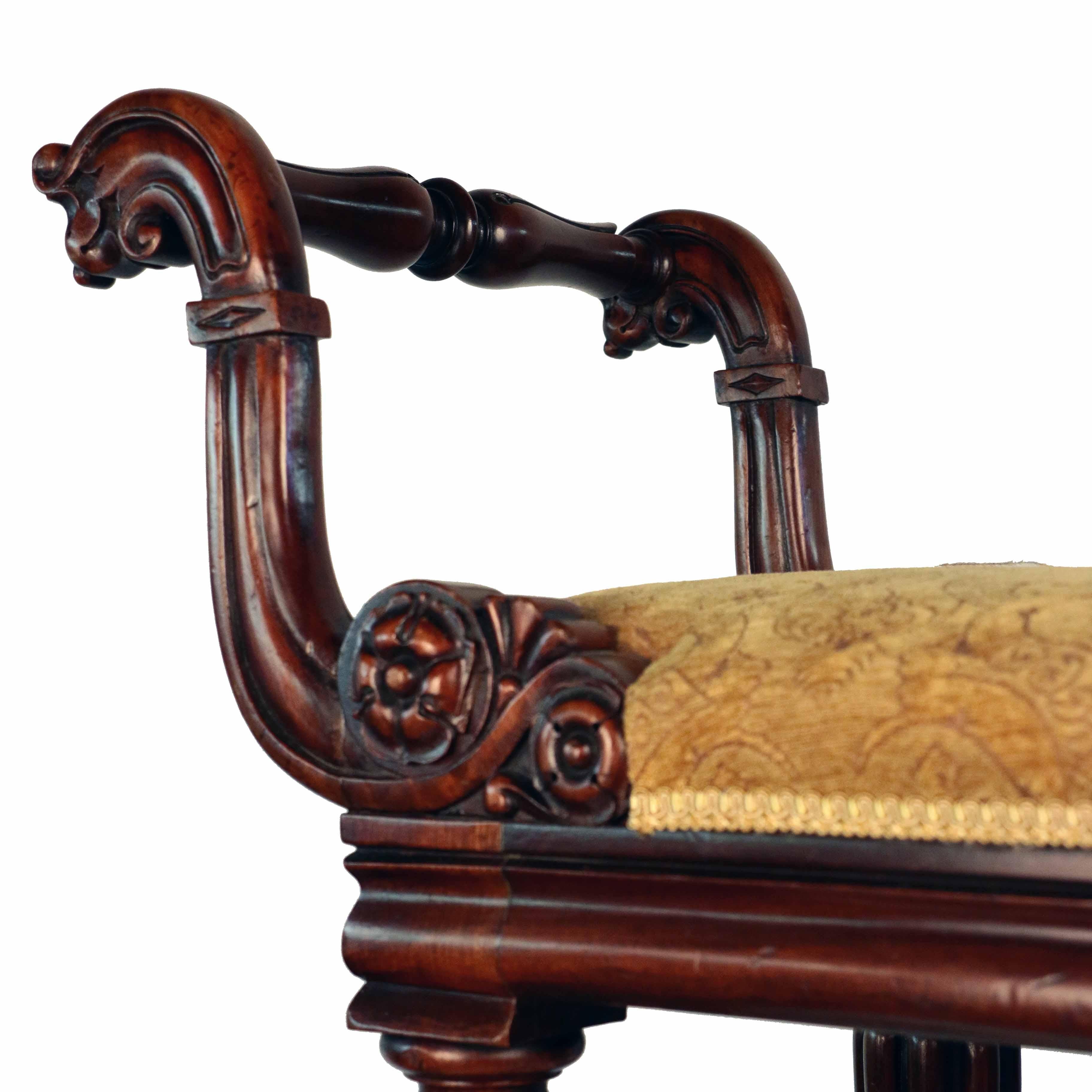 William IV Mahogany Upholstered Bench 3