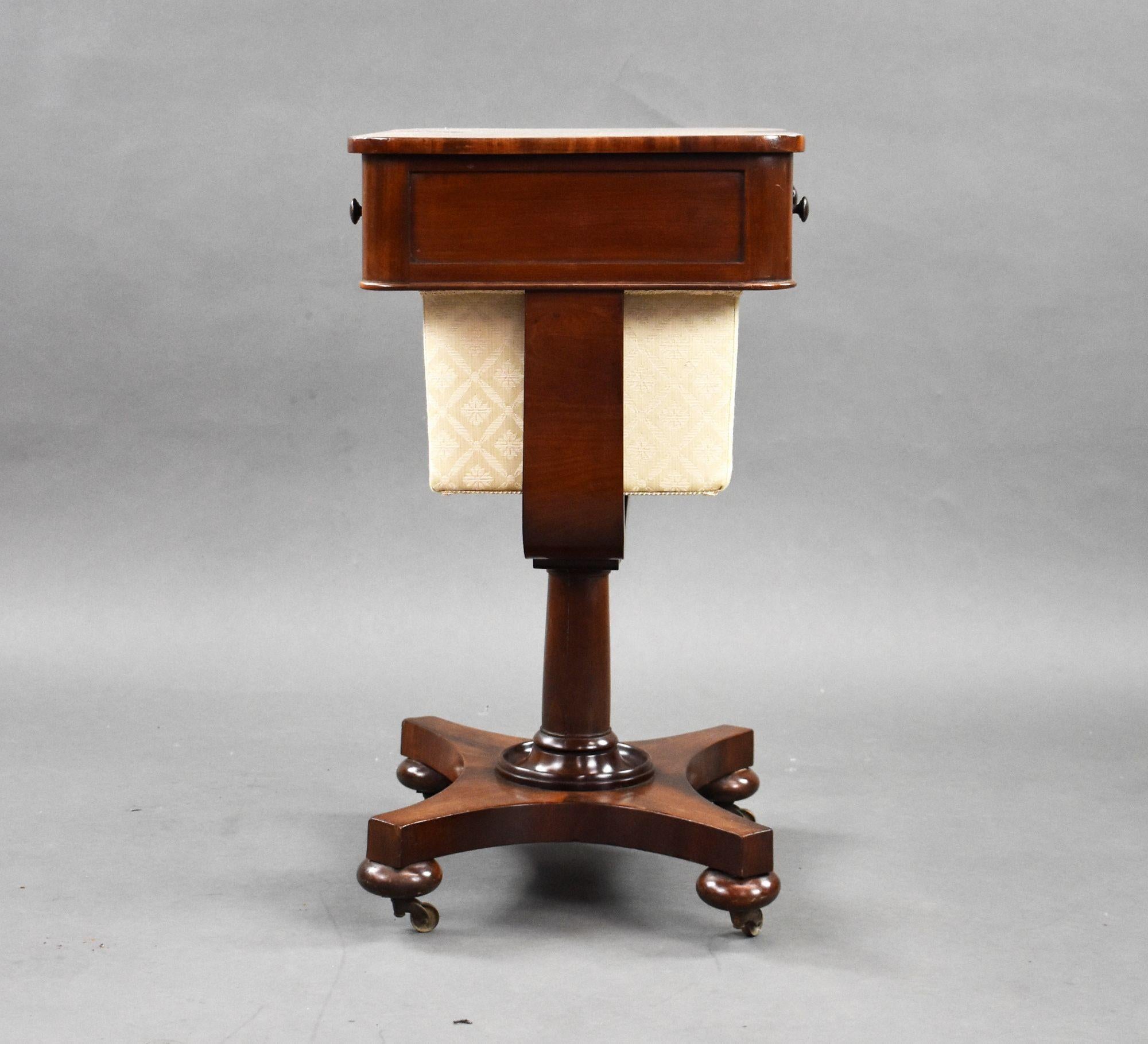 English William IV Mahogany Work Table For Sale