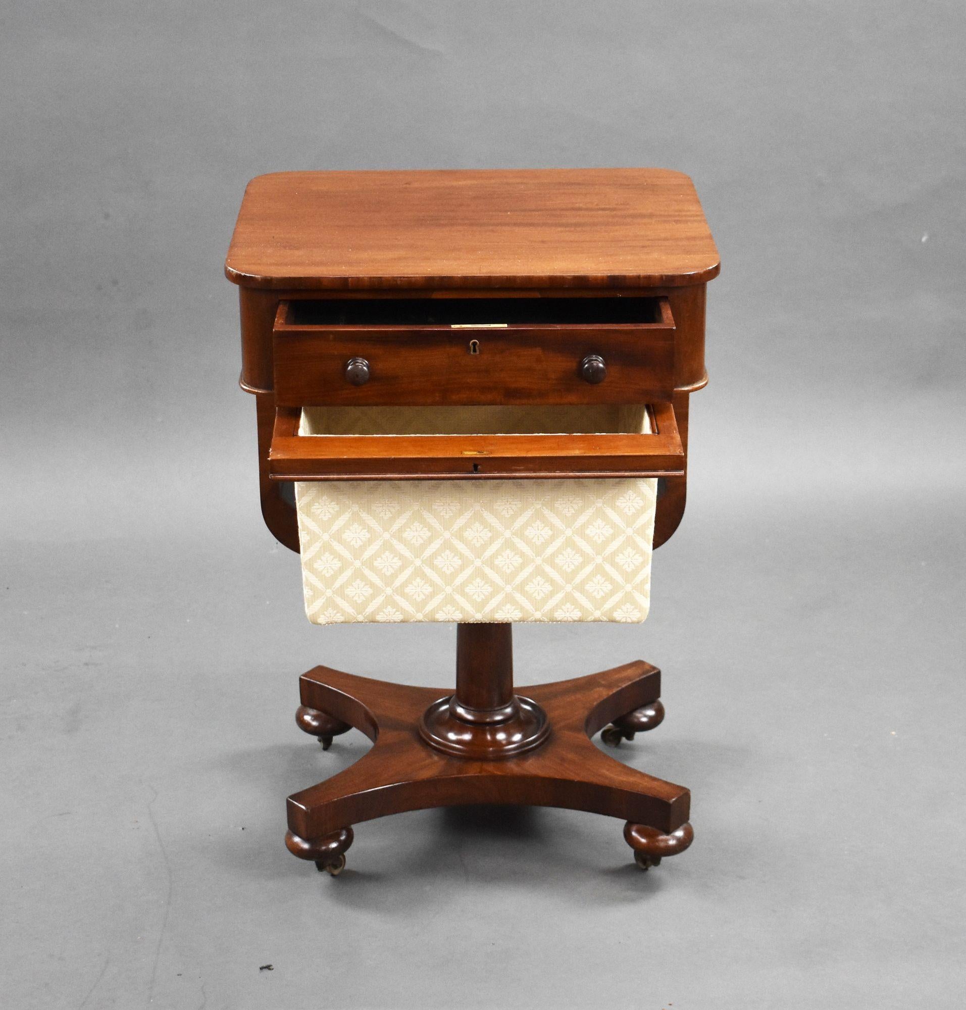 19th Century William IV Mahogany Work Table For Sale
