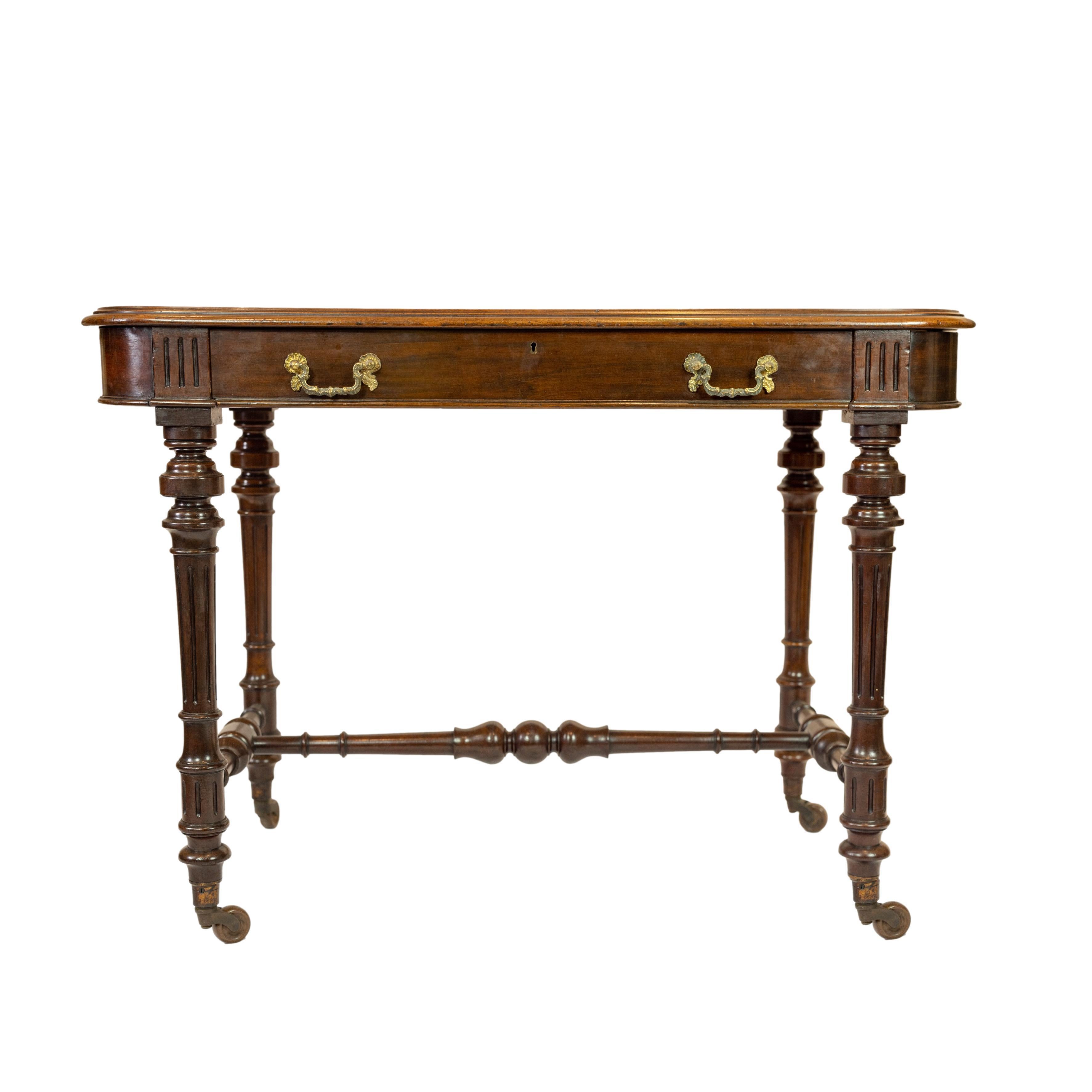 19th Century William IV Mahogany Writing Desk with Tooled Leather Top, English, ca. 1835