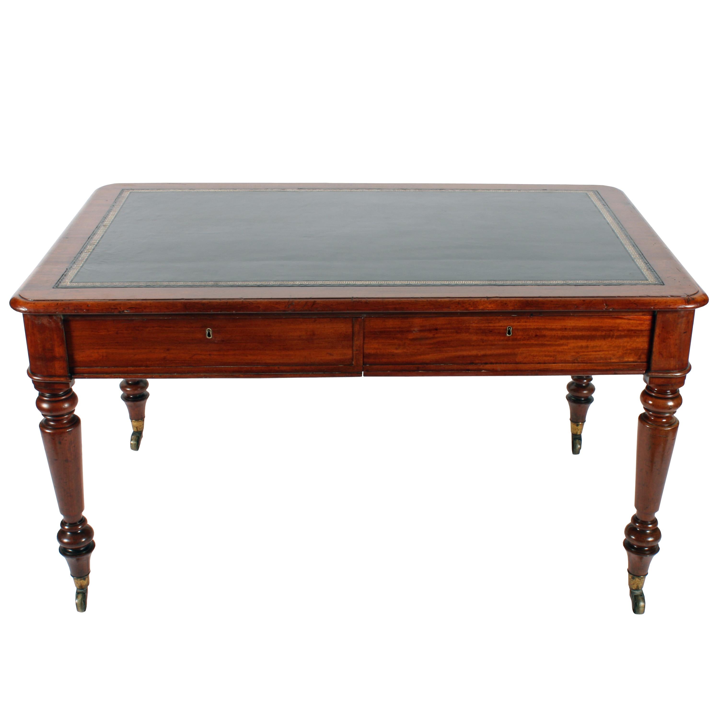 English 19th Century William IV Mahogany 4 DrawerWriting Table-Library Table For Sale