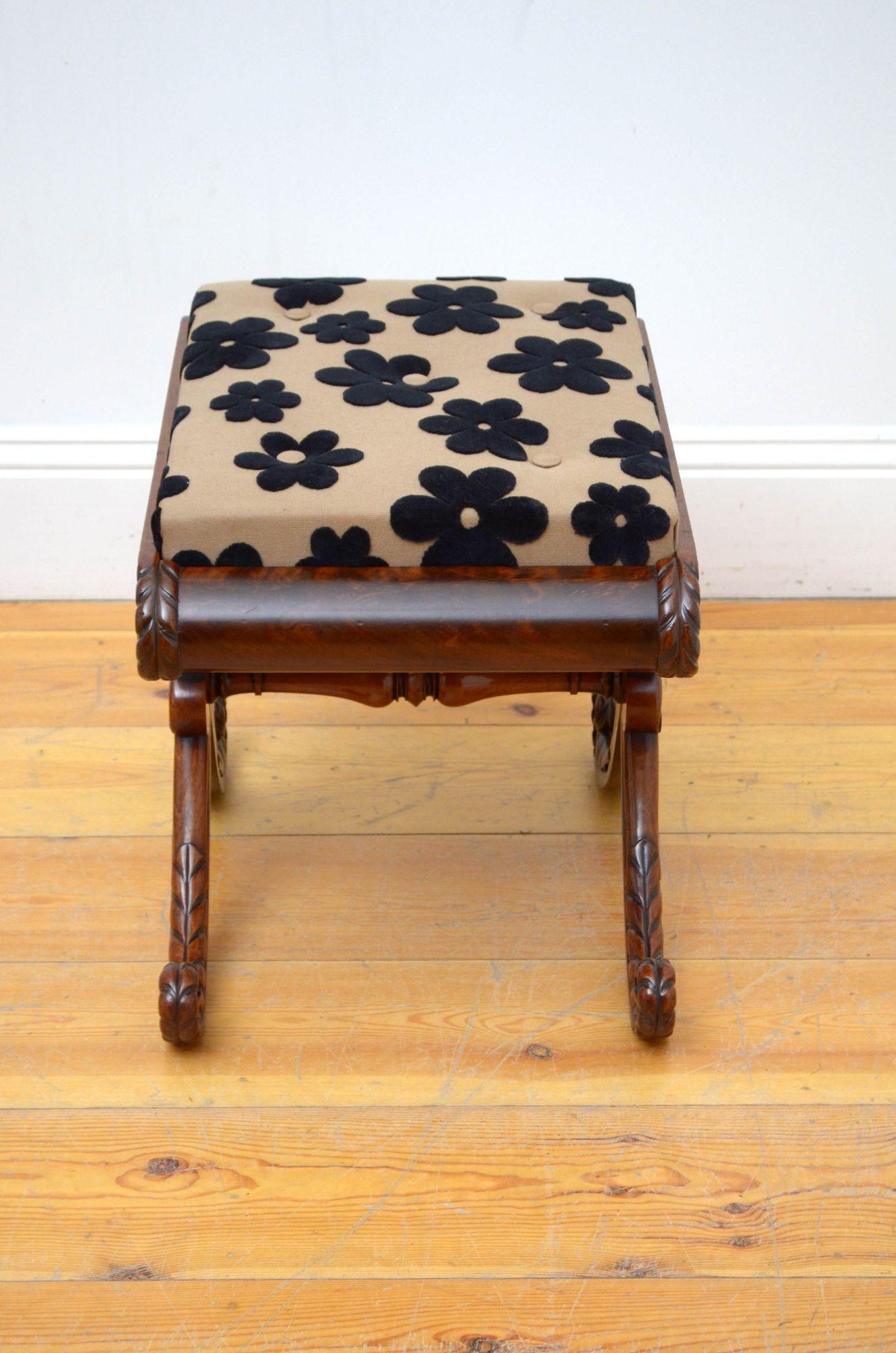 English William IV Mahogany X Frame Stool