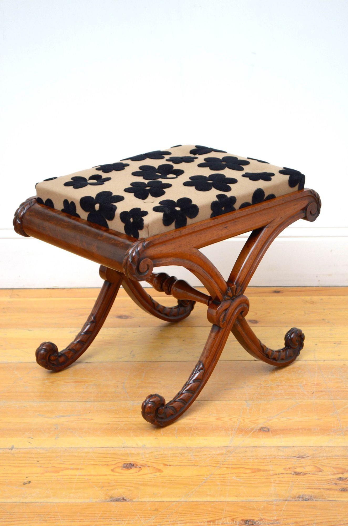 William IV Mahogany X Frame Stool In Good Condition In Whaley Bridge, GB