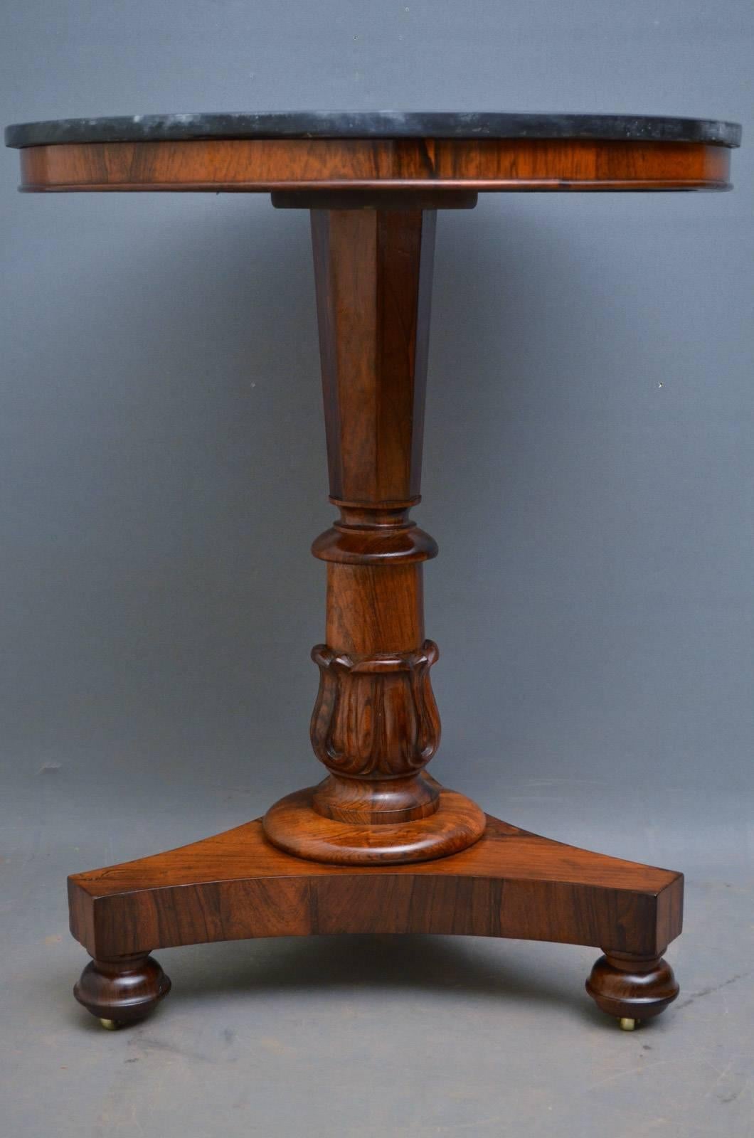 British William IV Marble-Topped Centre Table in Rosewood